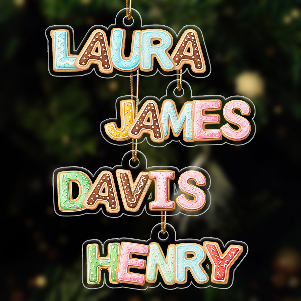 Custom Family Name Cookies Alphabet - Personalized Acrylic Ornament - Unique Christmas Gift For Family