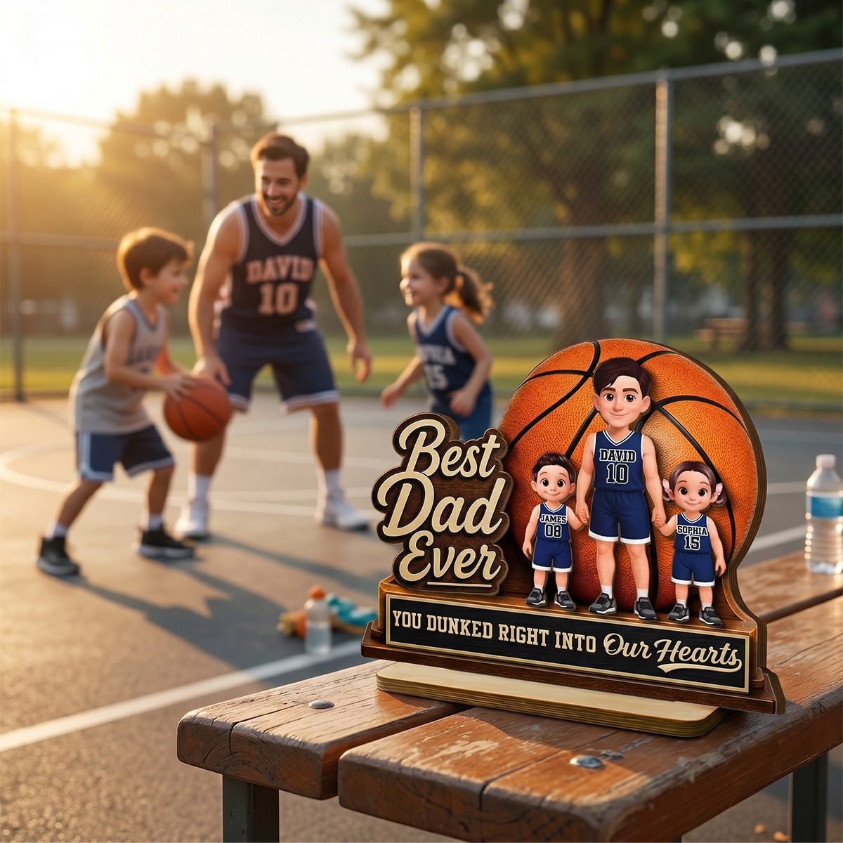 You Dunked Right Into Our Heart - Personalized 2-Layered Wooden Plaque -  Gift For Basketball Dad