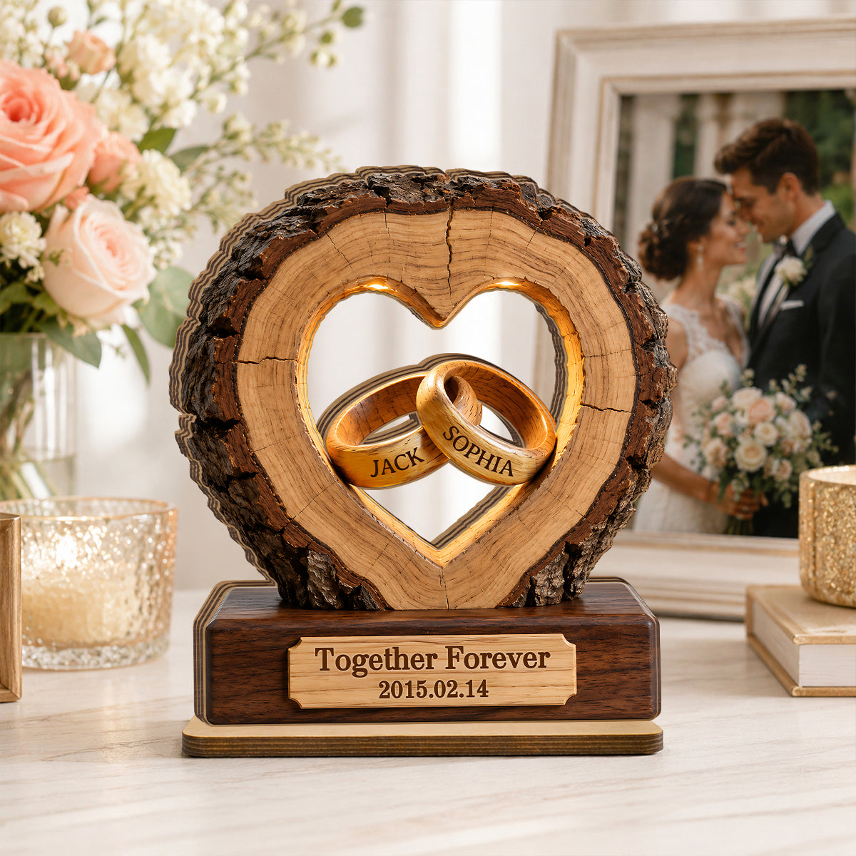 Forever Love Keepsake - Personalized 2-Layered Wooden Plaque - Anniversary Gift for Him, for Her