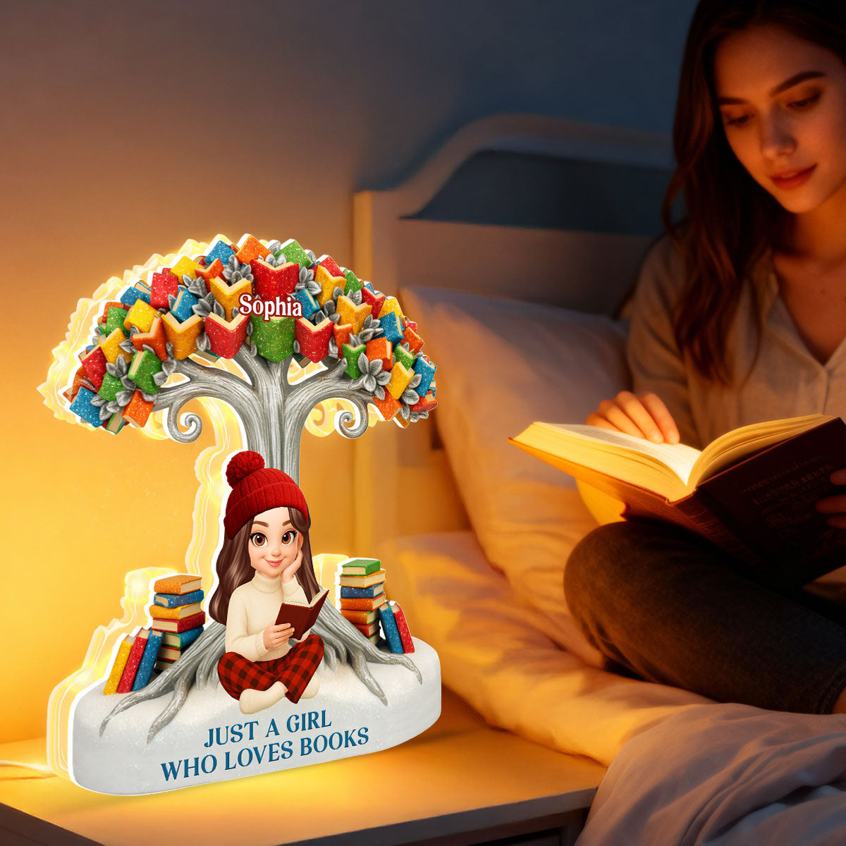 Book Tree - Personalized Light Box - Gift for Book Lovers
