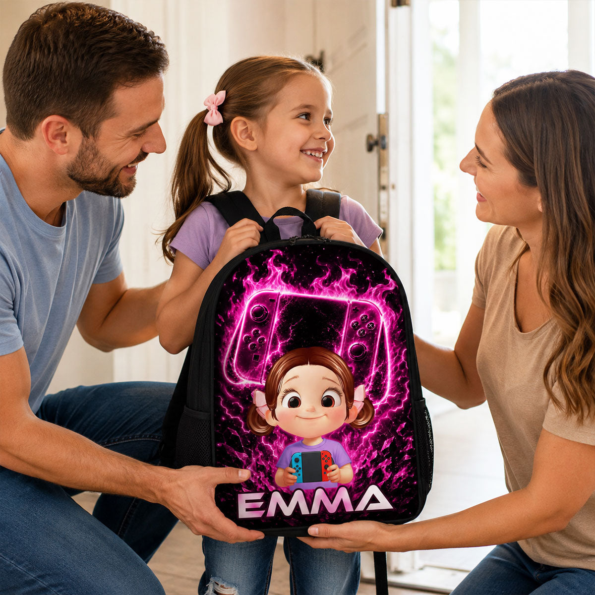 Gamer Trendy Design Backpack for Boys Girls - Personalized Backpack - Back to School Gift for Daughter, Son