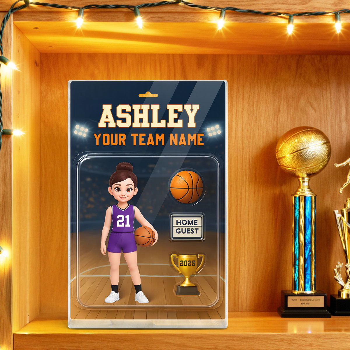 Basketball Player Custom Figure 3D Effect - Personalized Acrylic Block Plaque - Christmas Gift for Son, Daughter, Grandkids