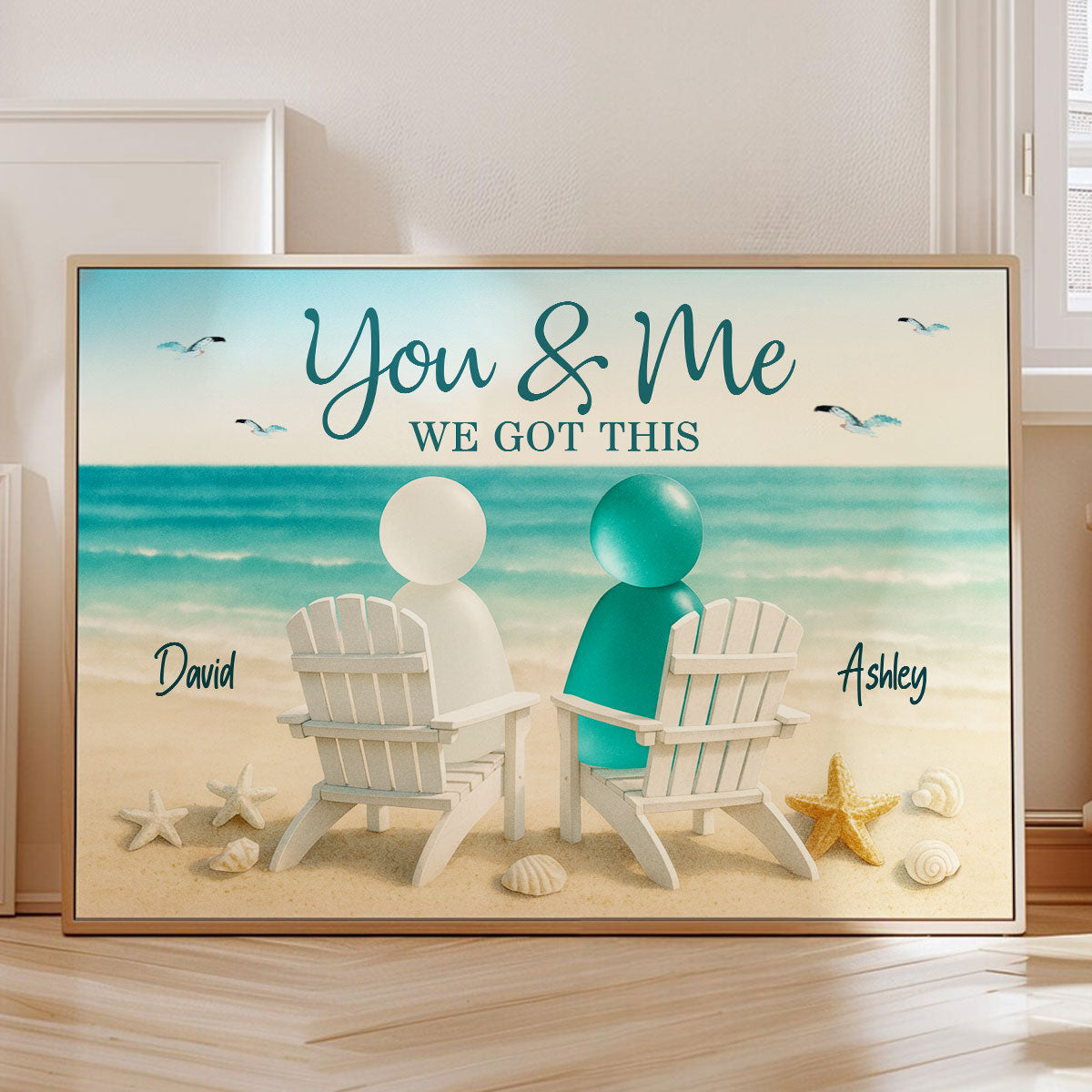 3D Sea Glass Effect Couple You & Me We Got This - Personalized Poster