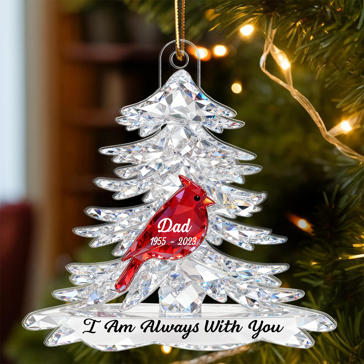 3D Effect Cardinals Memorial - Personalized Acrylic Ornament - Remembrance Gift, Sympathy Gift For Whole Family, Extended Family