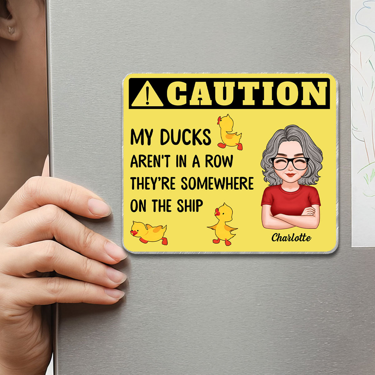 Caution My Ducks Somewhere On The Ship - Personalized Cruise Ship Door Magnet - Cruise Ship Door Decorations