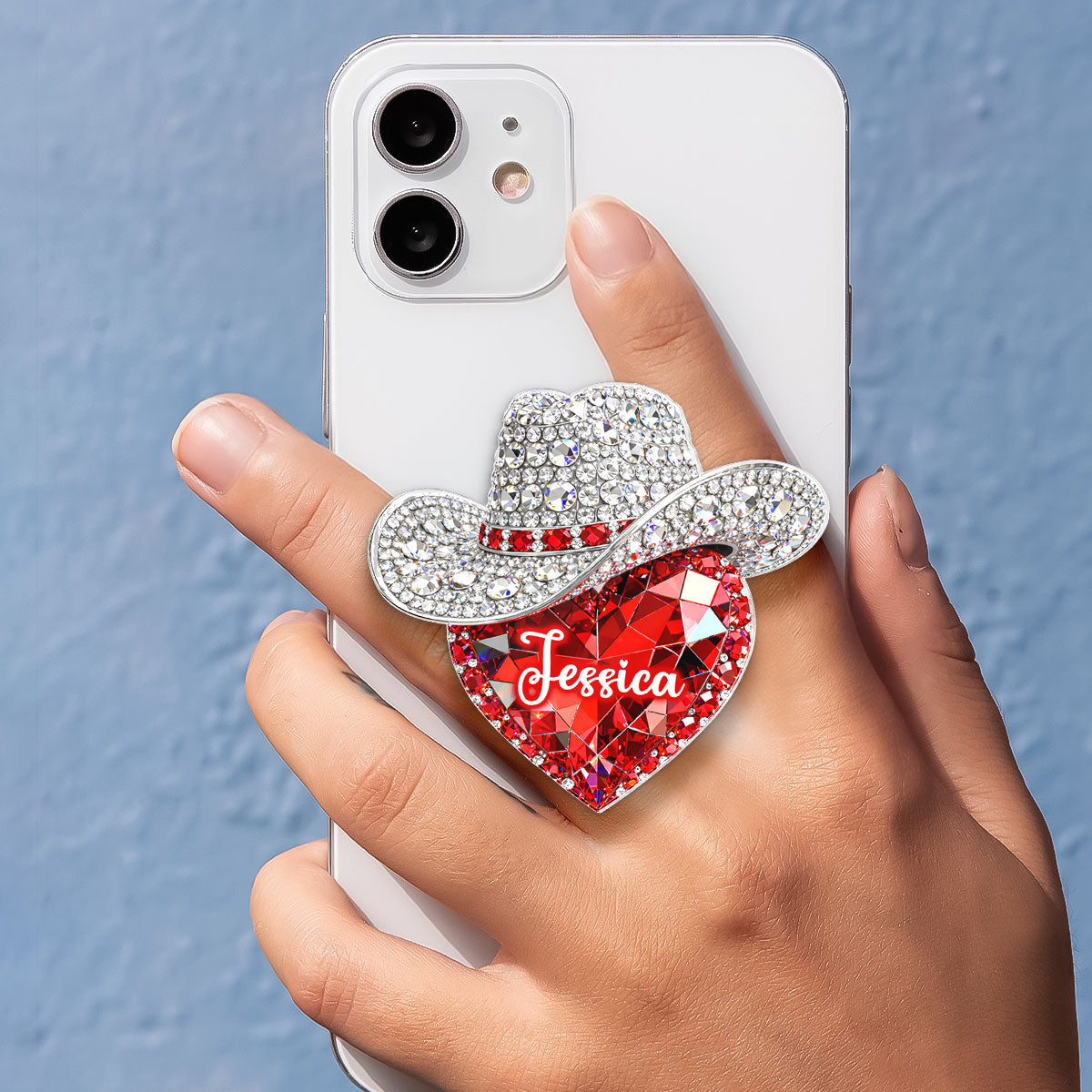 Western Valentine Heart 3D Effect - Personalized Acrylic Magnetic Phone Grip - Anniversary, Valentine's Day Gift, Gift For Her
