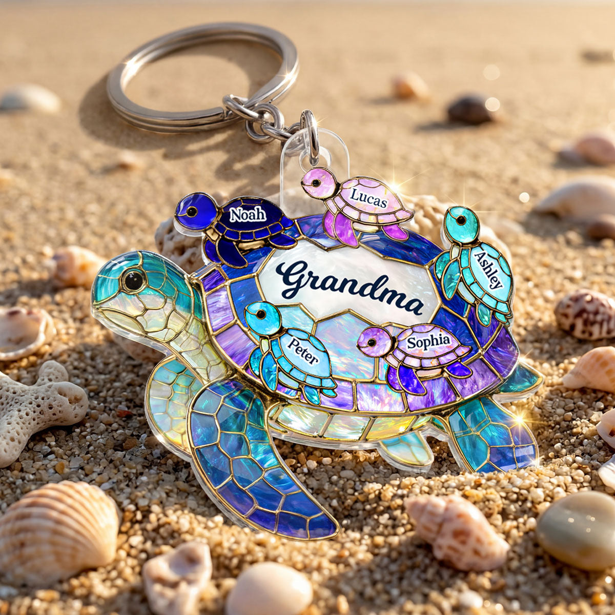 Mom Grandma Sea Turtle - Personalized Acrylic Keychain - Mother's Day Gift for Her