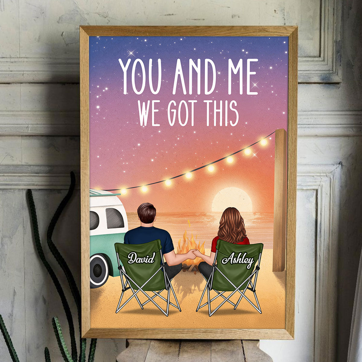 A World To See Couple Sitting At Beach - Personalized Poster - Heartfelt Valentine, Anniversary Gift For Him, For Her