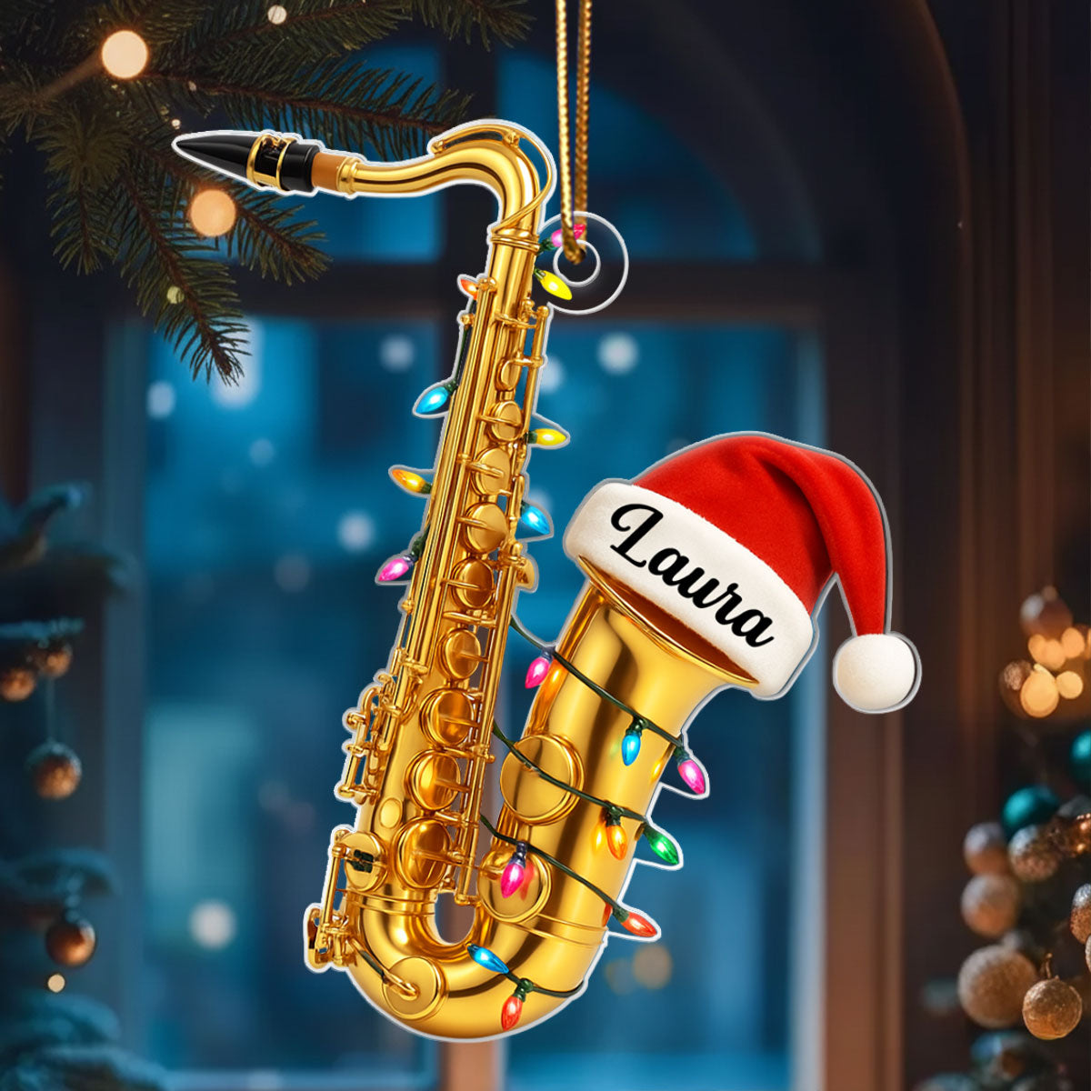 Musical Saxophone - Personalized Acrylic Ornament - Unique Musical Holiday Gift