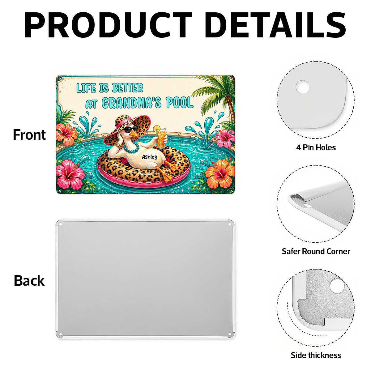 Life Is Better At Grandma's Pool - Personalized Metal Sign - Gift For Grandma, Summer Decorations