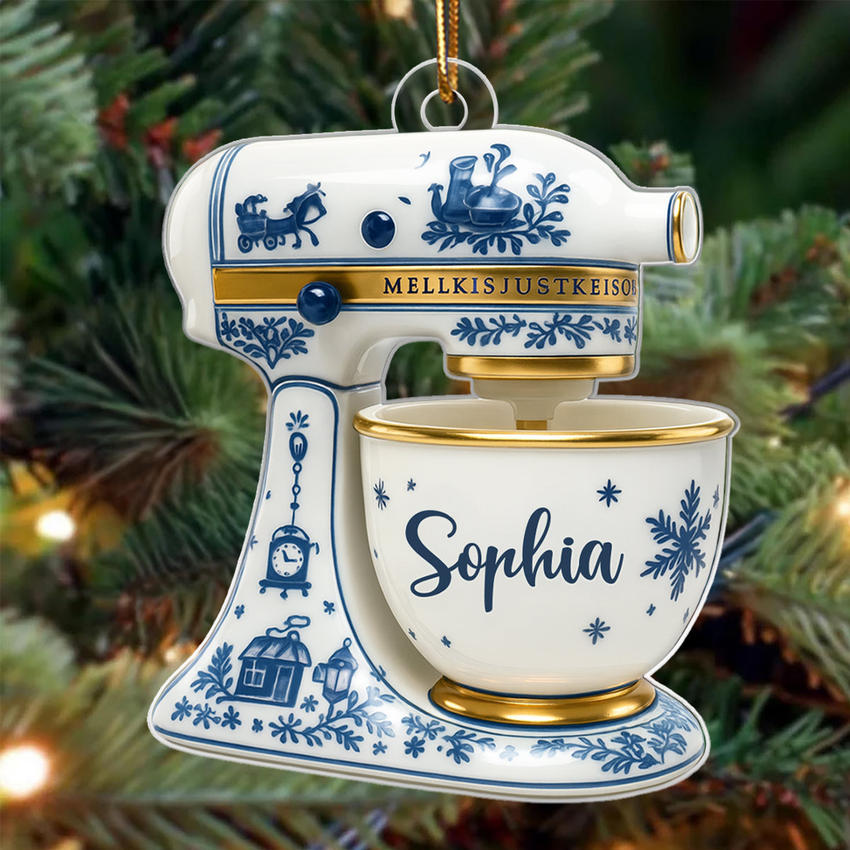 Her Happy Place Is the Kitchen – Personalized Acrylic Ornament – Perfect Gift for Women Who Love Baking, Mom, Wife