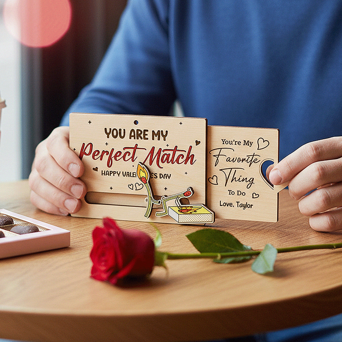 You're My Perfect Match Funny Inappropriate Couple - Personalized Wooden Slider Ornament - Valentine's Day Gift For Him, For Her