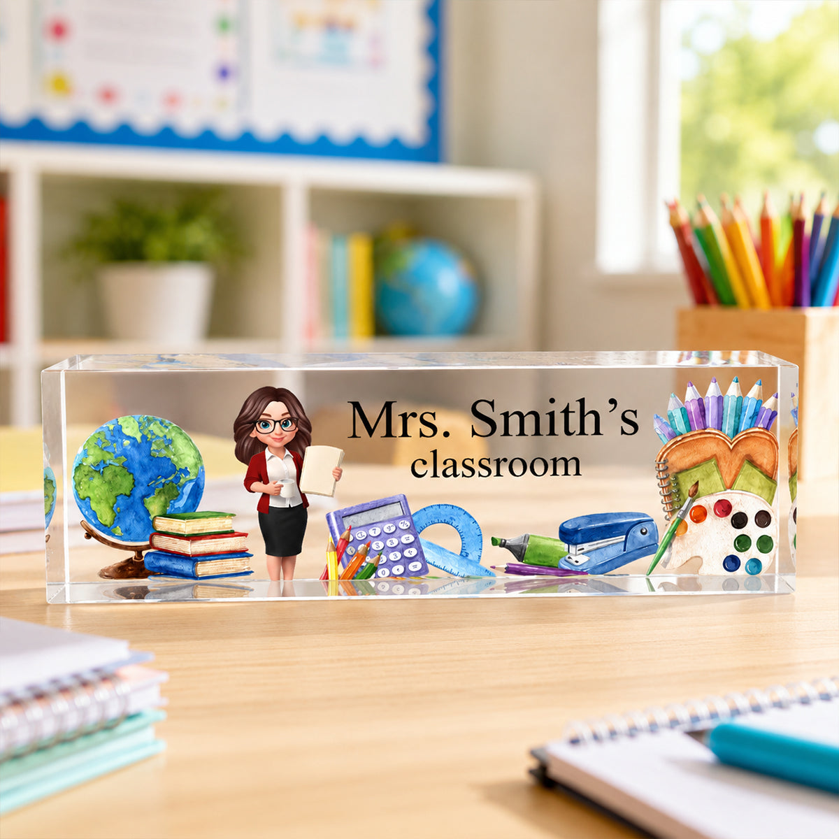 Teacher's Classroom Custom Teacher Name Sign - Personalized Name Desk Plate - Back to School Gift for Teacher