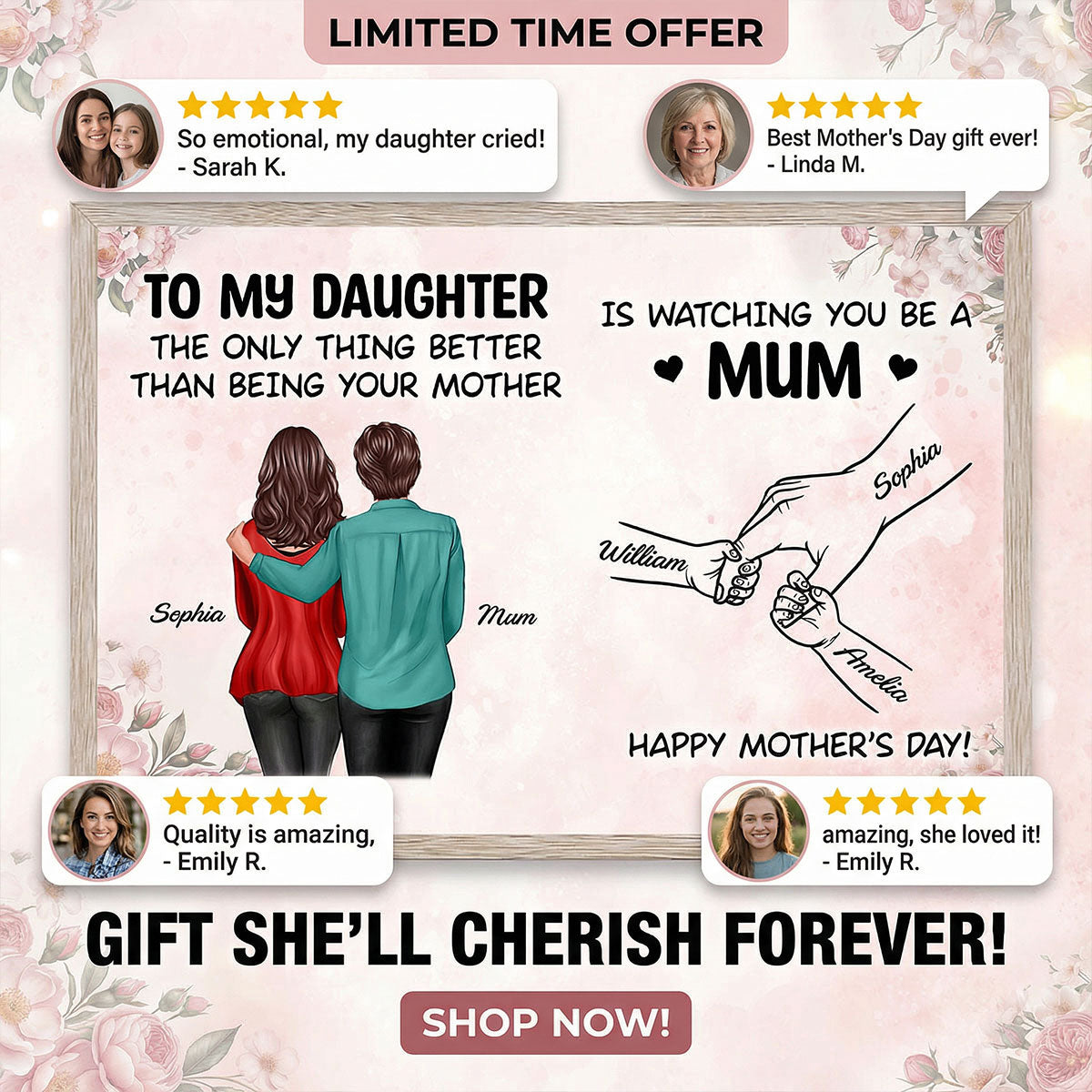 From Mum To Daughter Watching You Be A Mum - Personalised Poster - Mother's Day Gift For Daughter