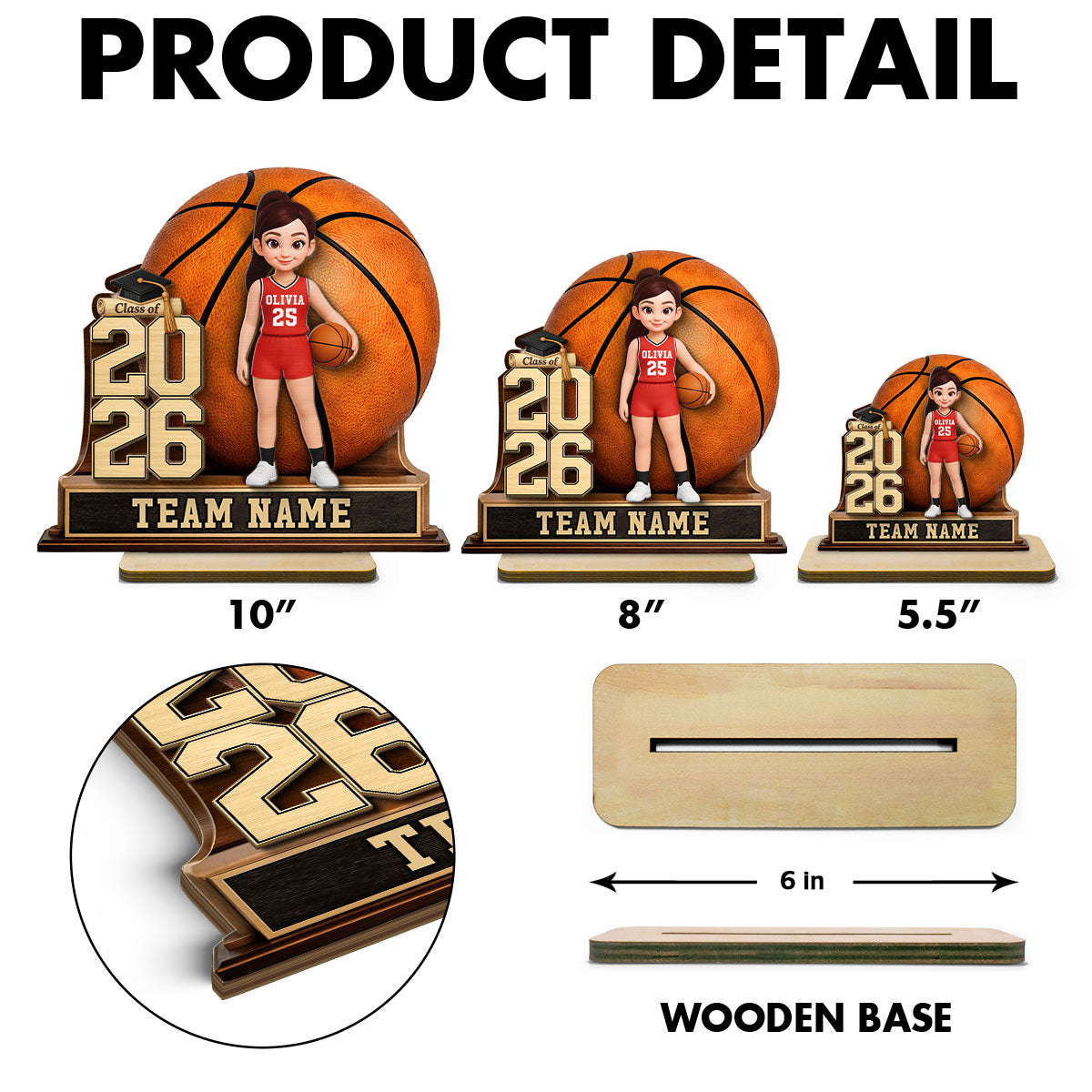 Basketball Senior Keepsake - Personalized 2-Layered Wooden Plaque - Graduation Gift For Son, Daughter