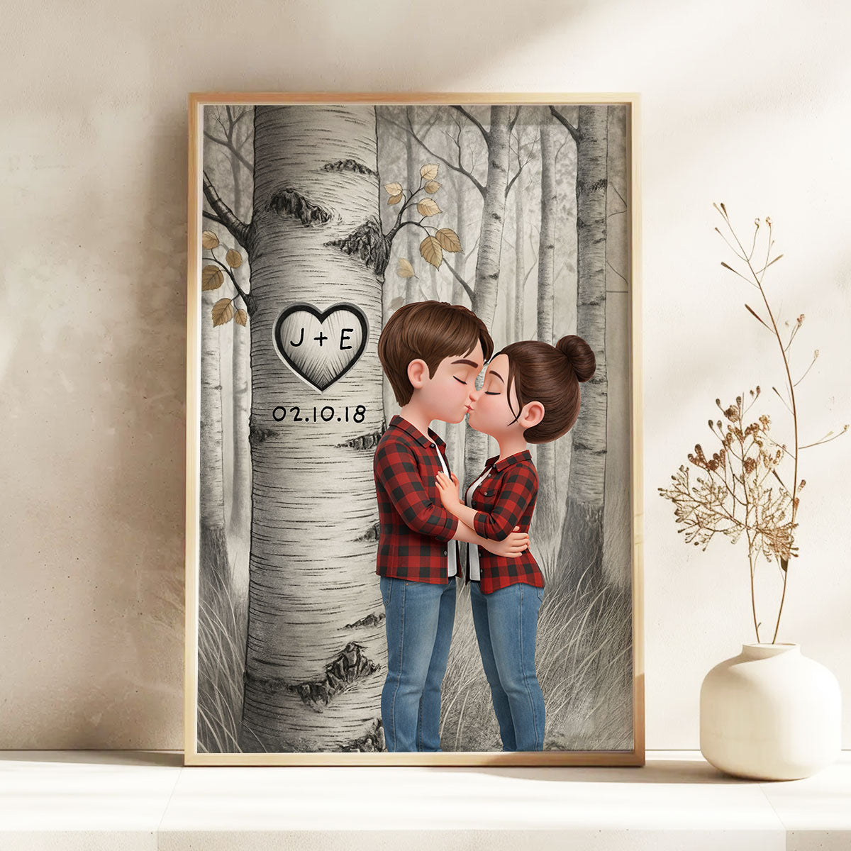 Love Tree Romantic Couple - Personalized Poster - Anniversary, Valentine's Day Gift, Gift For Him, Gift For Her