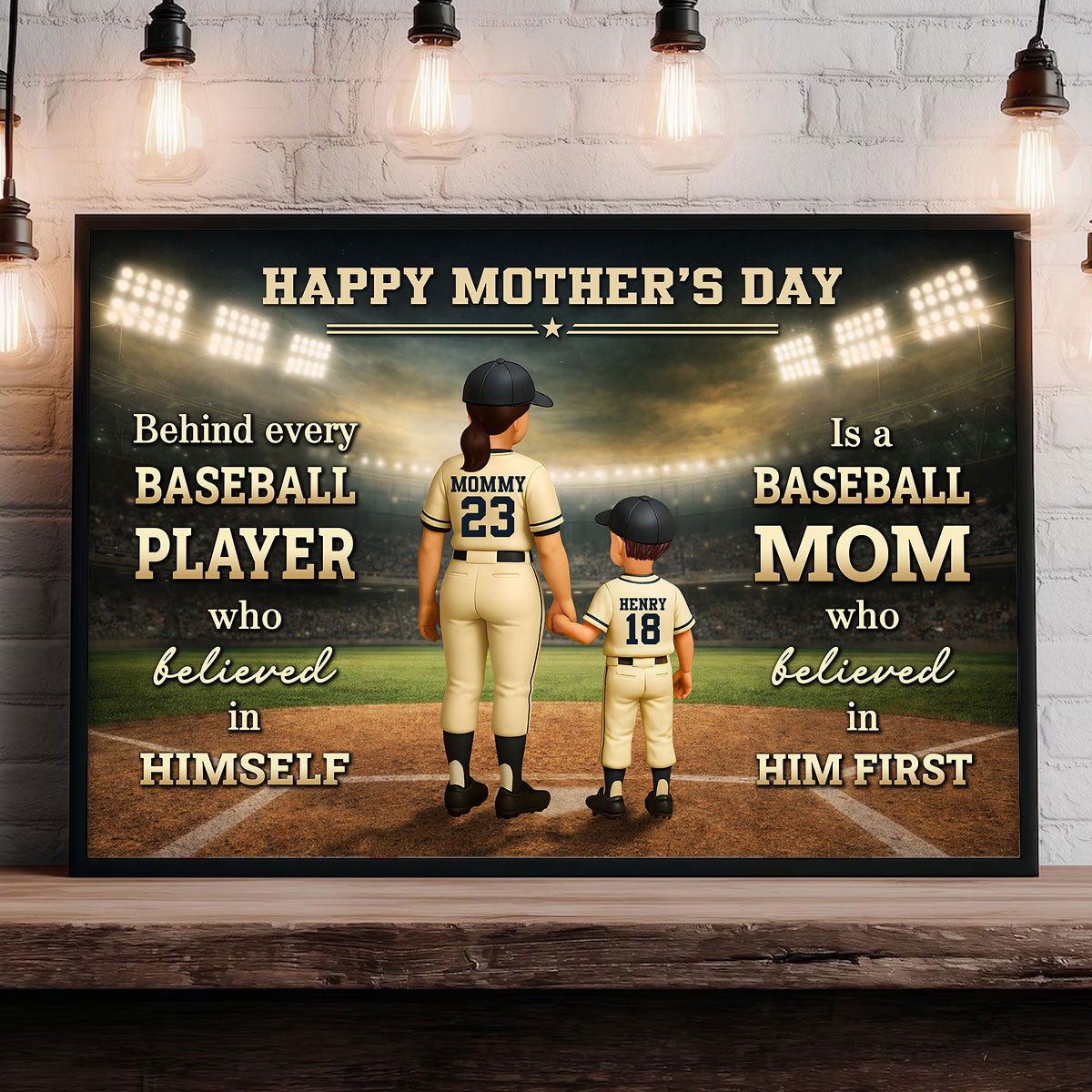 Behind Every Baseball Player is a Baseball Mom - Personalized Poster - Heartfelt Mother's Day Gift for Mom, Wife