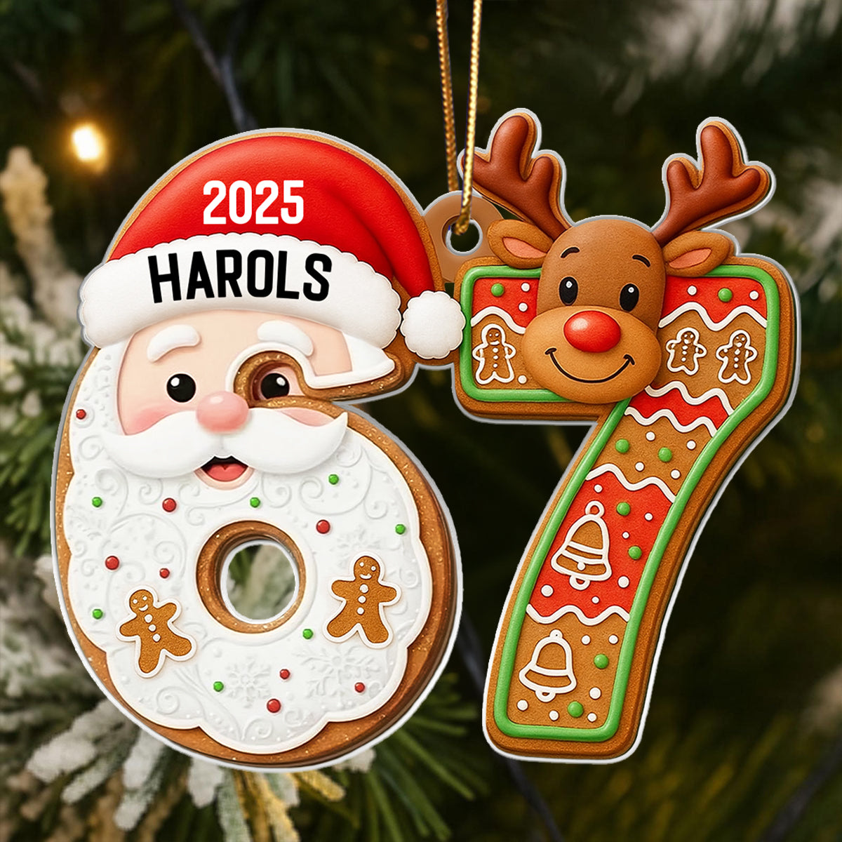 Custom Six Seven Santa Christmas - Personalized Acrylic Ornament - Funny Teen Slang Ornament, Gen Z Teenager Tween Ornament, Christmas Gifts