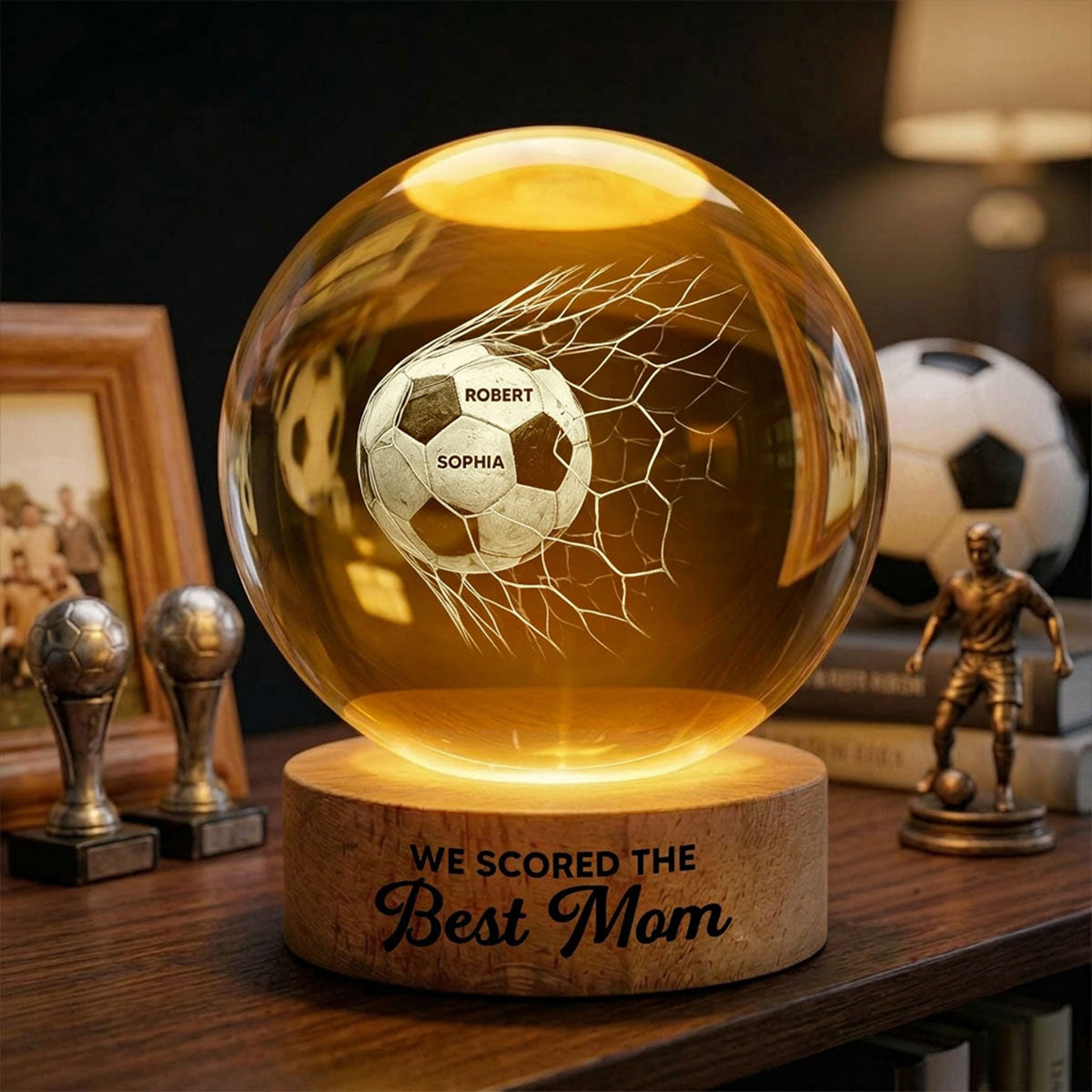 You're Our Best Goal Soccer Mom - Personalized Crystal Ball LED Night Light - Gift For Soccer Mom