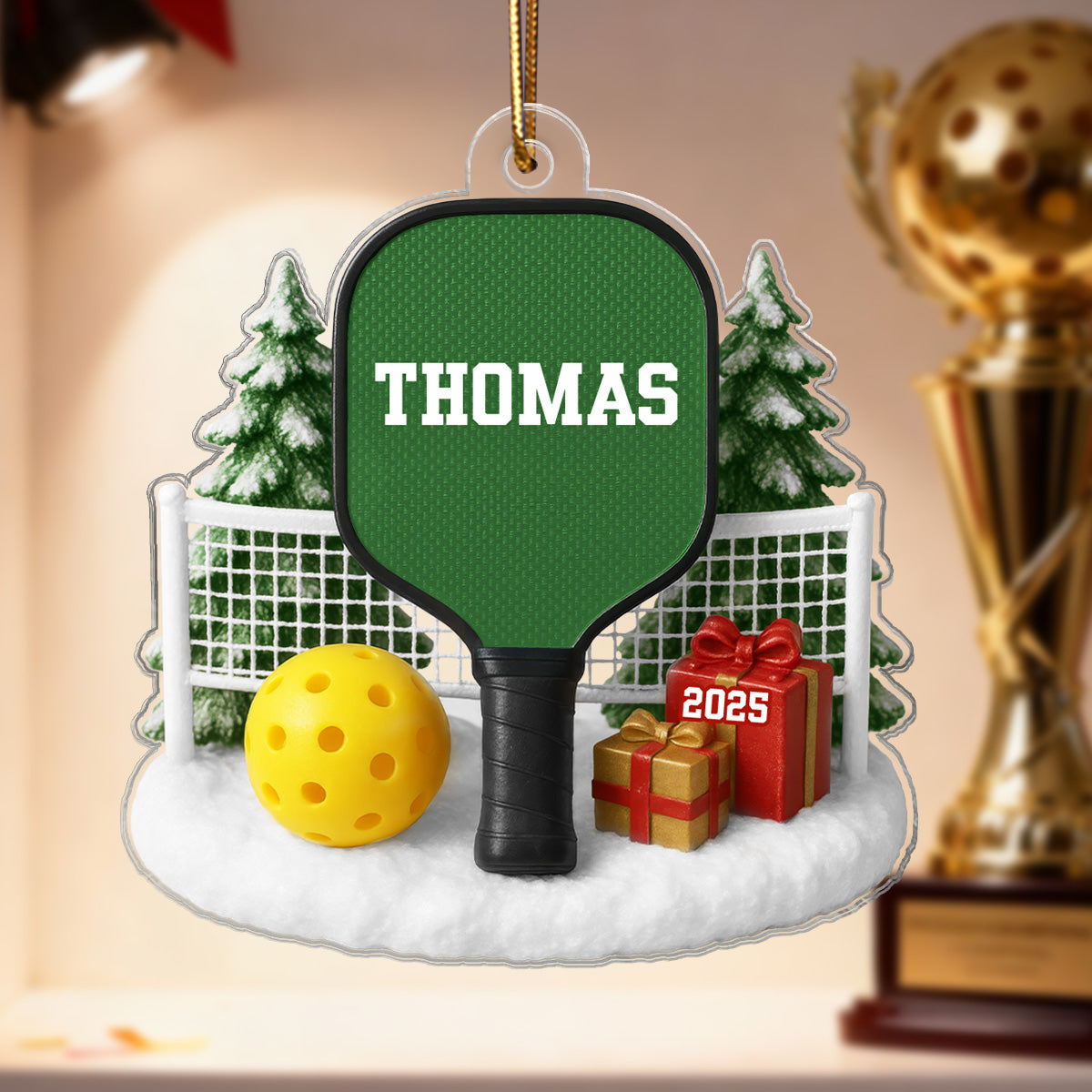 3D Effect Pickleball Things - Personalized Acrylic Ornament - Christmas Gift For Pickleball Players