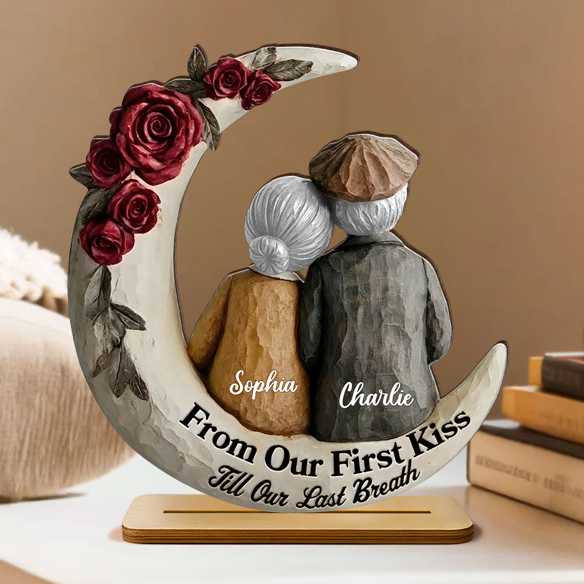 From Our First Kiss Till Our Last Breath Old Couple - Personalized Wooden Plaque - Gift For Him, Gift For Her