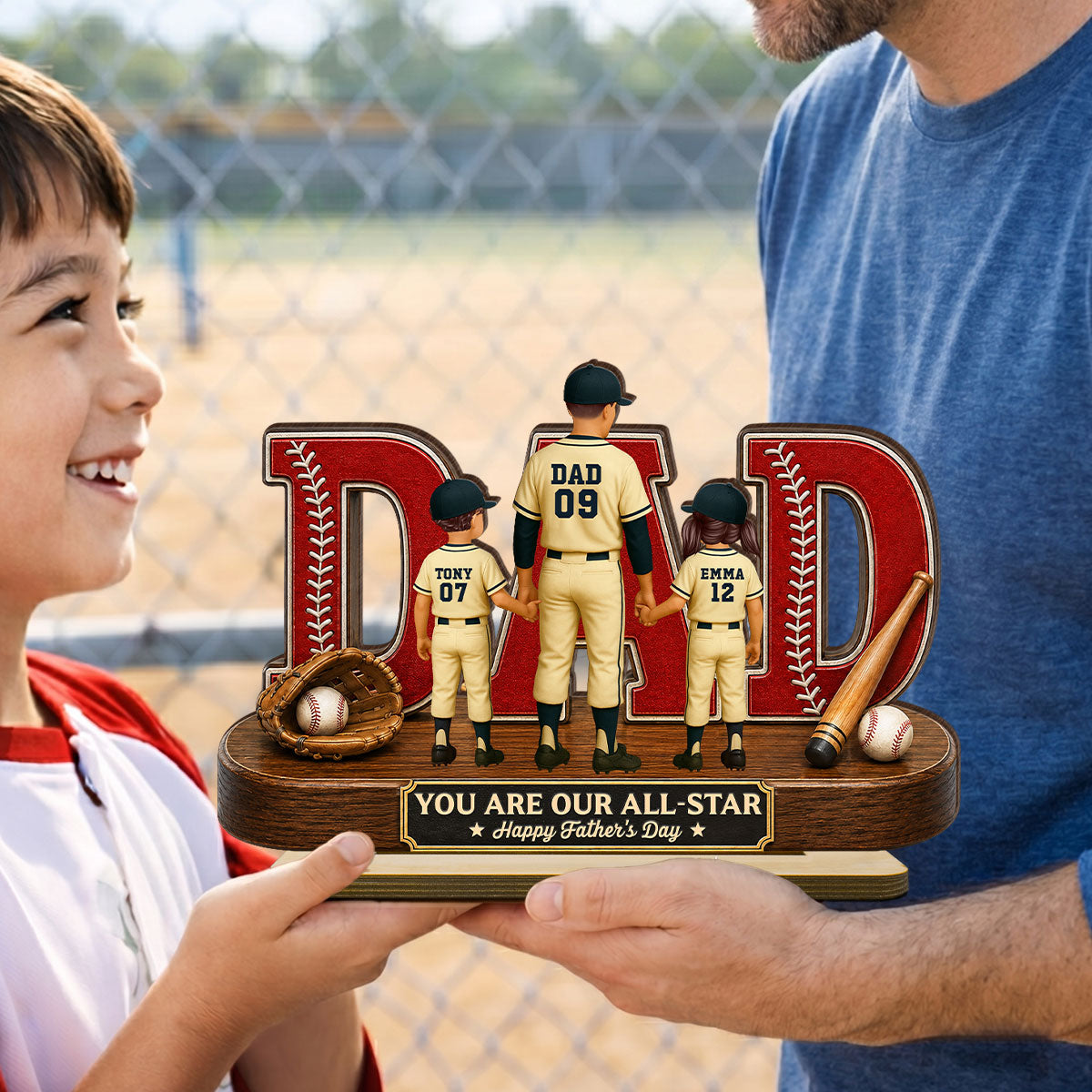 Baseball Dad Legend We Caught The Best Dad - Personalized 2-Layered Wooden Plaque -  Gift For Dad