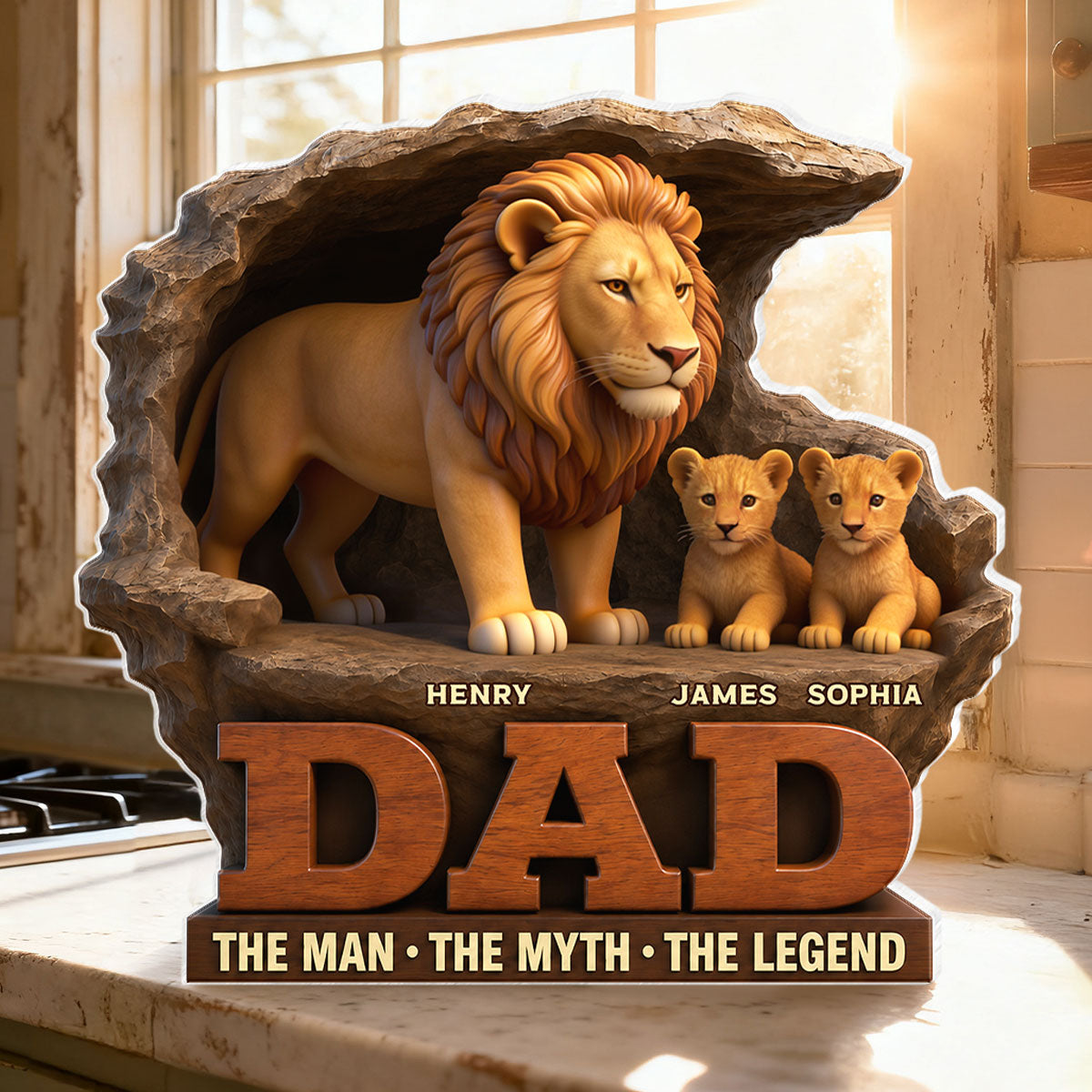 Lion Dad The Man The Myth The Legend - Personalized Acrylic Block Plaque - Cool  Gift For Dad