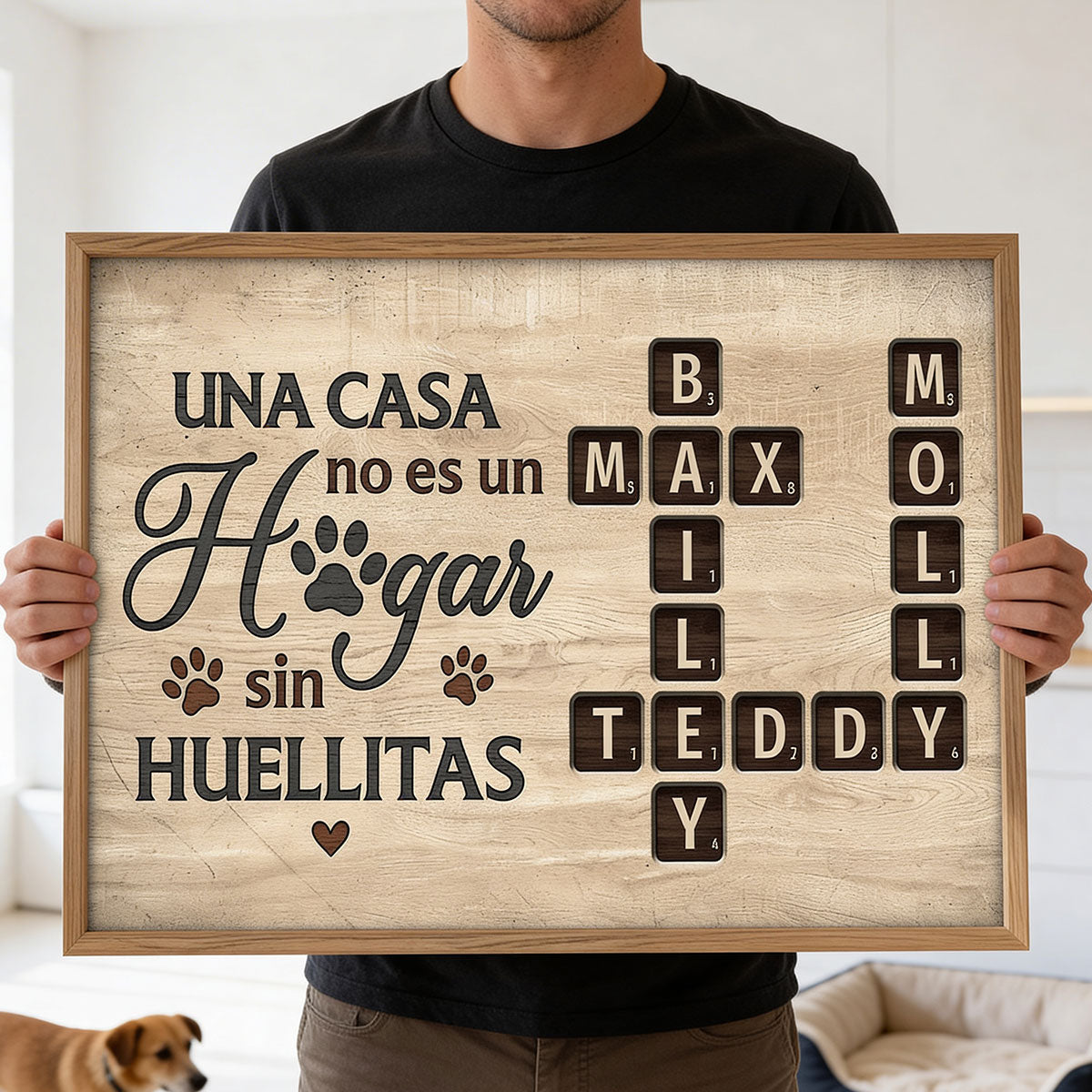 Una Casa No Es Un Hogar Sin Huellitas Crossword Puzzle Art - Personalized Poster - Spanish Version Home Decor For Pet Lovers