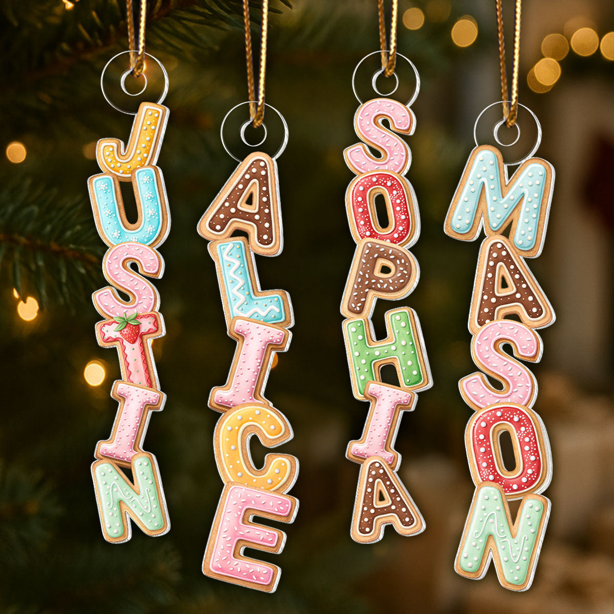 Cookies Christmas Alphabet Custom Family Name - Personalized Acrylic Ornament - Unique Christmas Gift For Family, Loved One