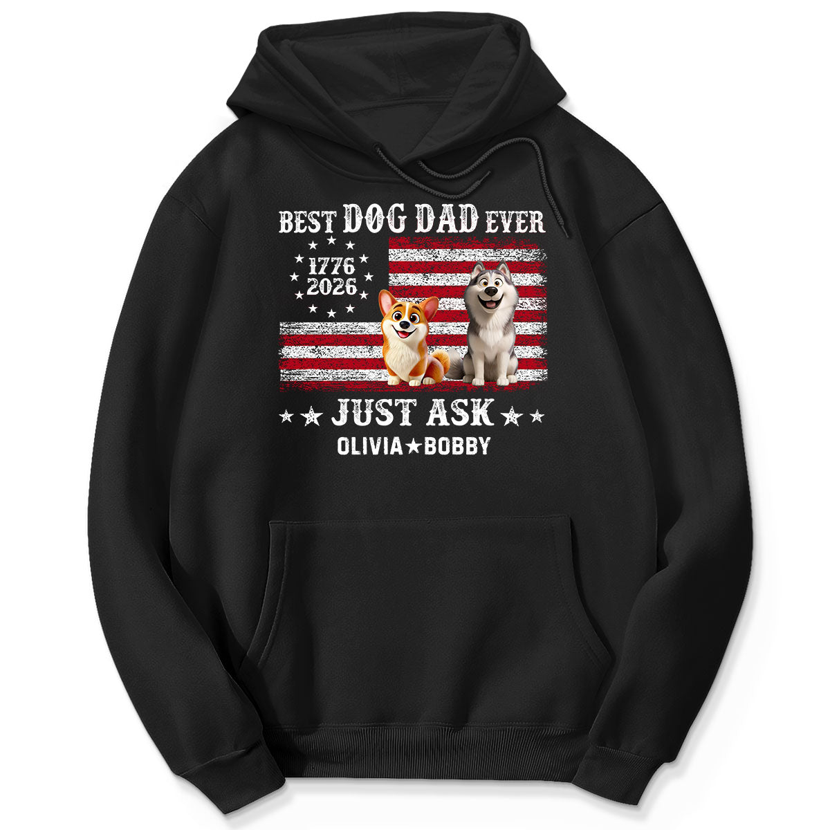 Proud Best Dog Dad Ever Nation Flag 250th Anniversary - Personalized Shirt - Father's Day Gift For Dog Dad, Dog Lovers