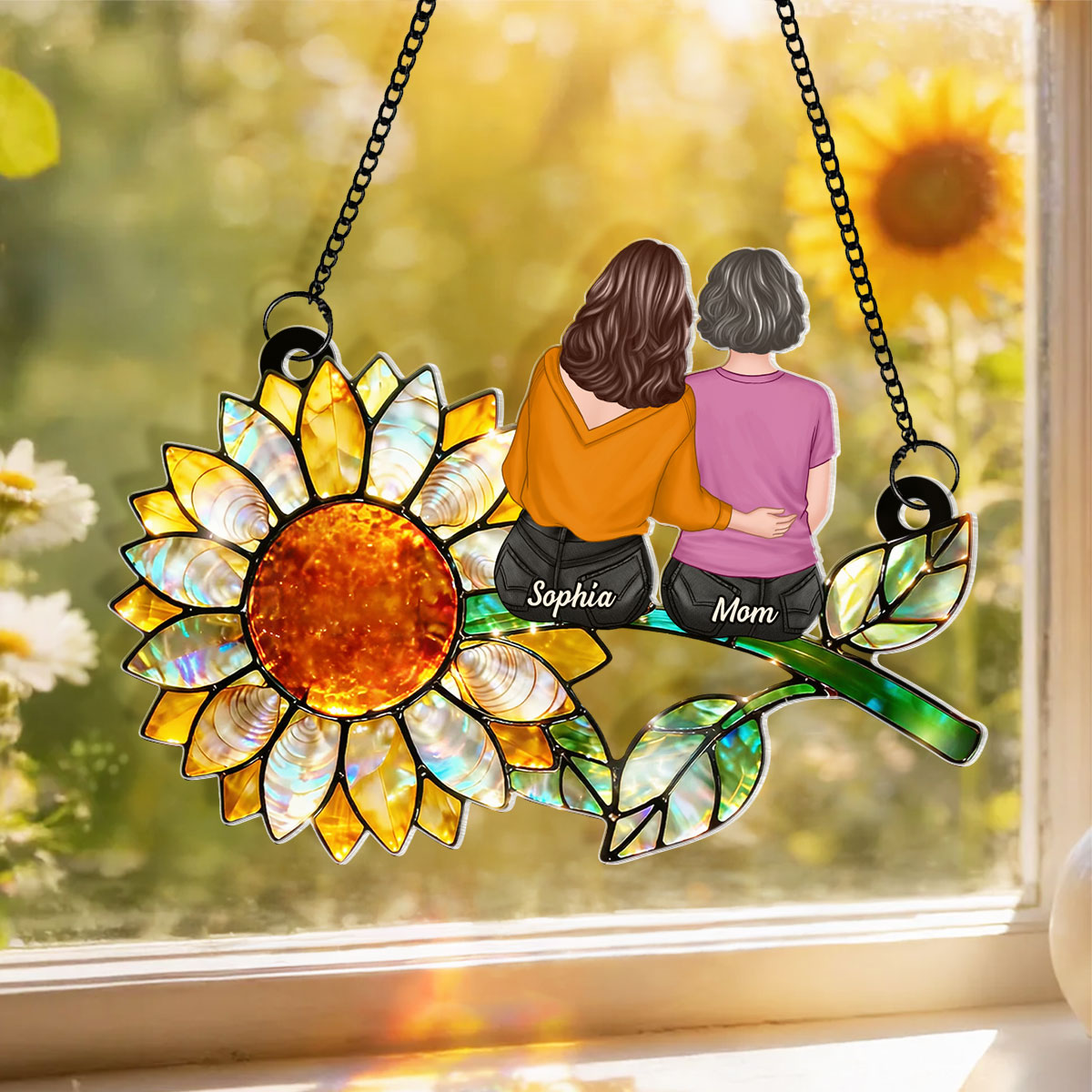 Mother Daughter Sunflower - Personalized Suncatcher - Mother's Day Gift for Mom
