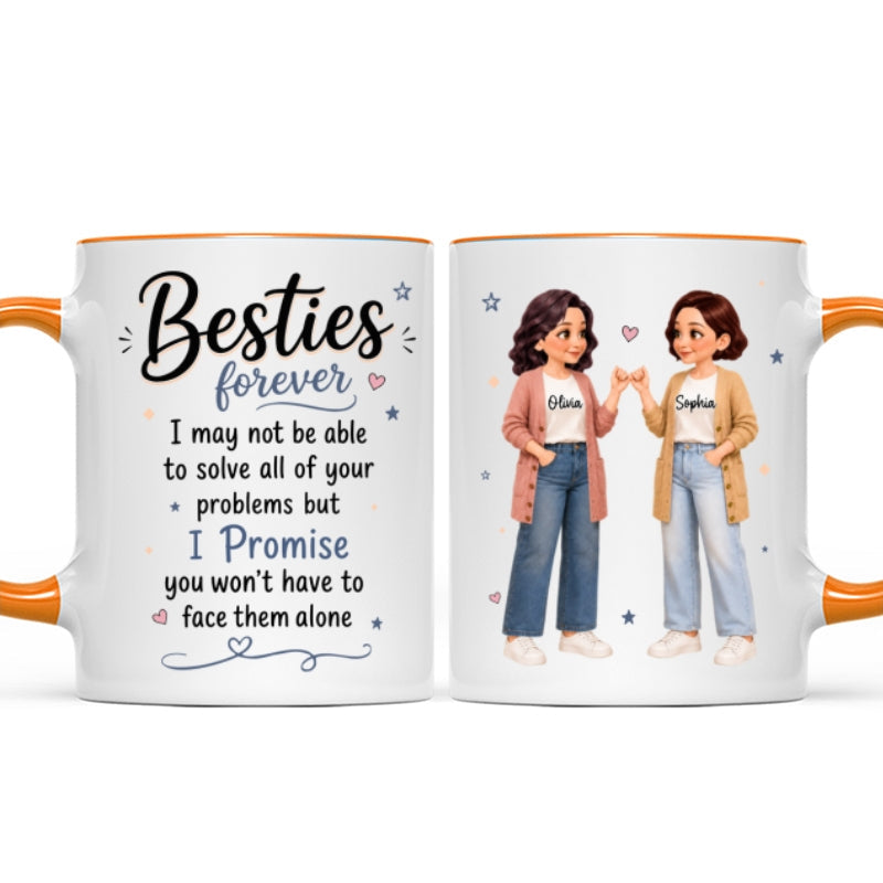 Pretty Besties Forever Pinky Promise Will Be Friends Until We Senile - Personalized Mug - Friendship Keepsake