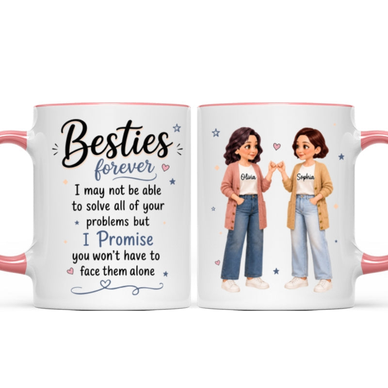 Pretty Besties Forever Pinky Promise Will Be Friends Until We Senile - Personalized Mug - Friendship Keepsake