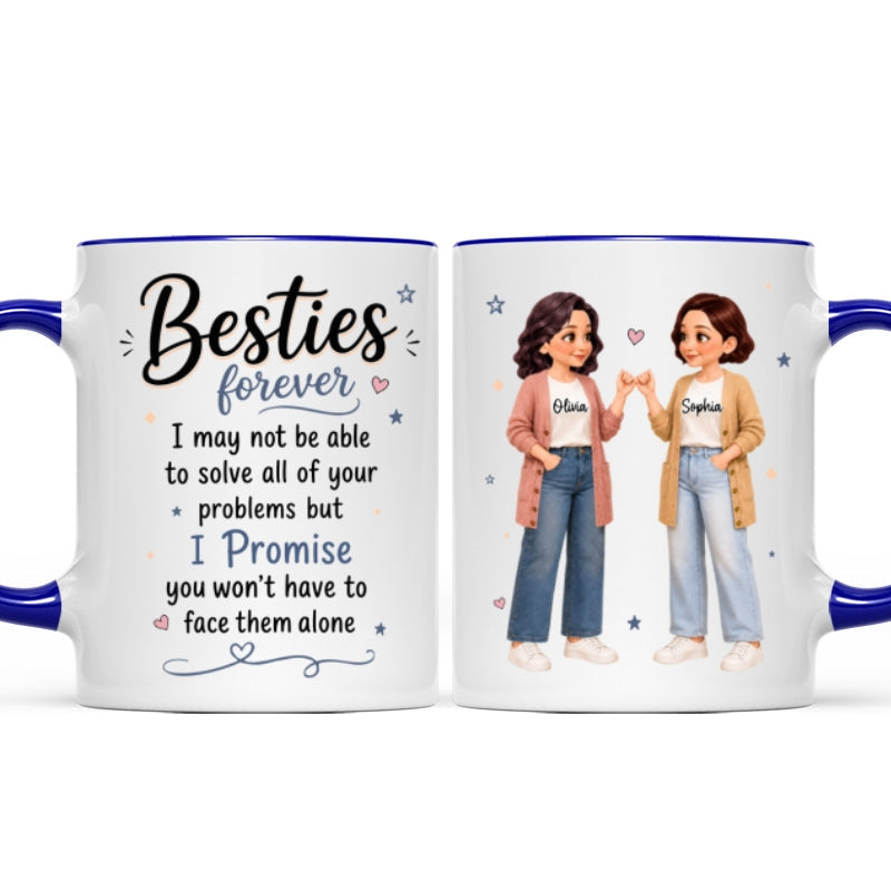 Pretty Besties Forever Pinky Promise Will Be Friends Until We Senile - Personalized Mug - Friendship Keepsake