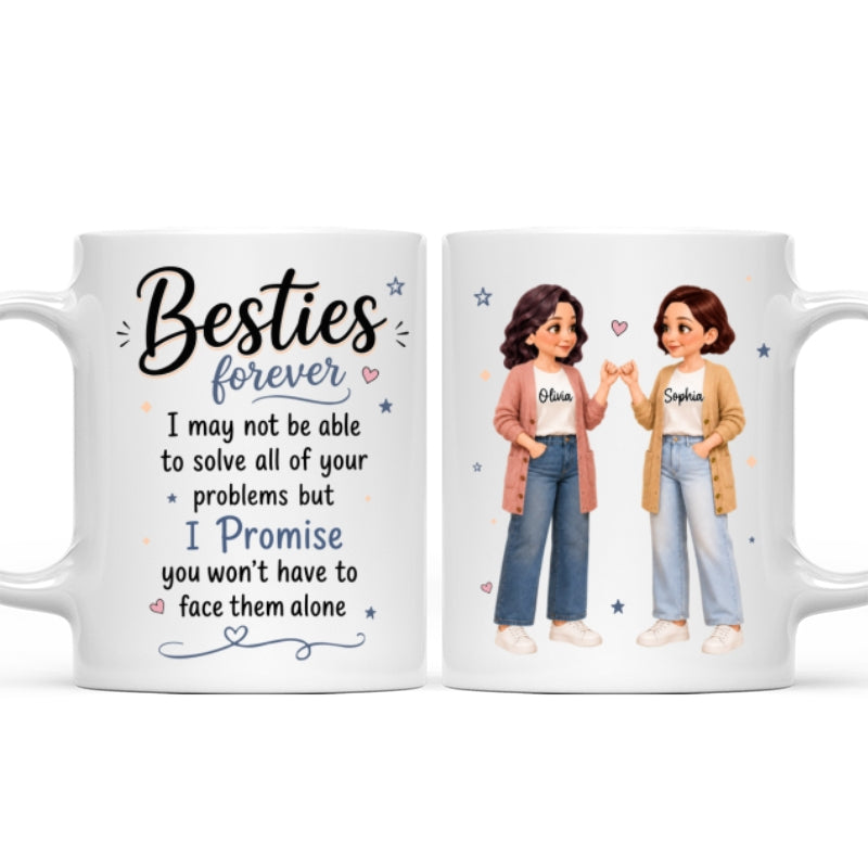 Pretty Besties Forever Pinky Promise Will Be Friends Until We Senile - Personalized Mug - Friendship Keepsake