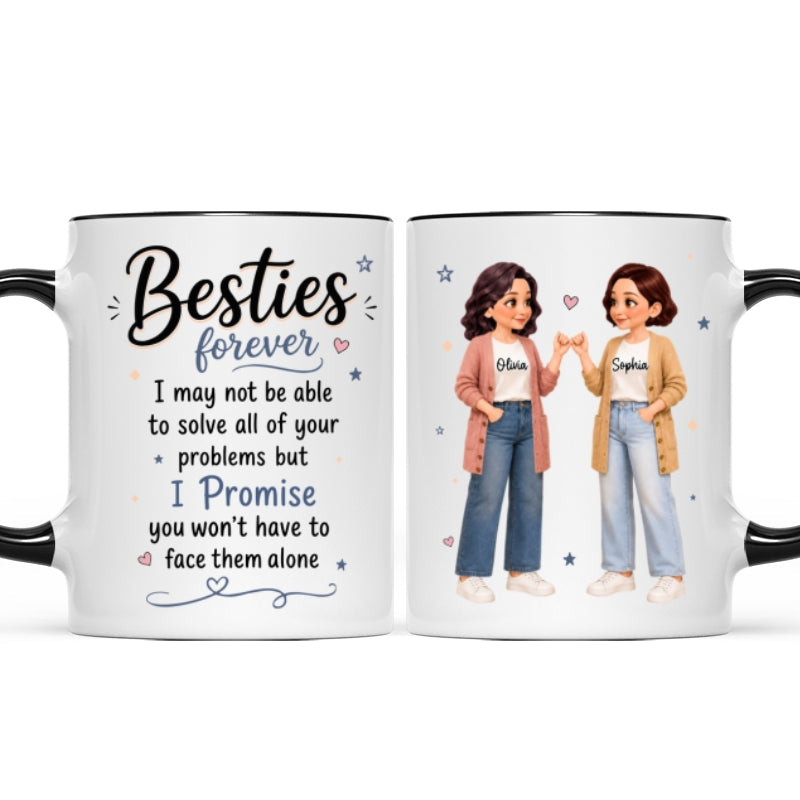 Pretty Besties Forever Pinky Promise Will Be Friends Until We Senile - Personalized Mug - Friendship Keepsake