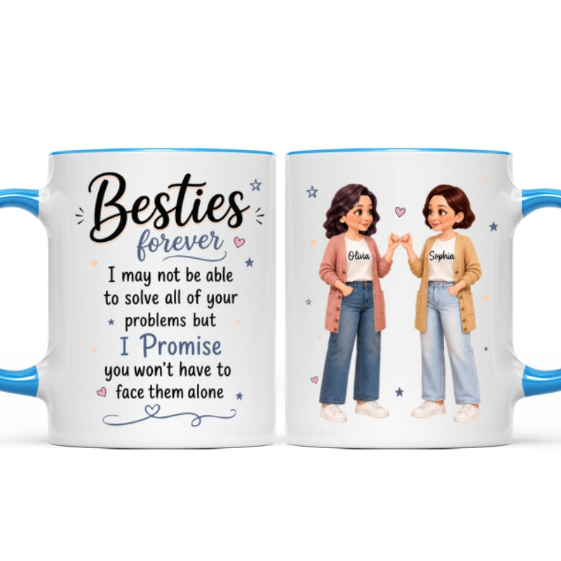 Pretty Besties Forever Pinky Promise Will Be Friends Until We Senile - Personalized Mug - Friendship Keepsake