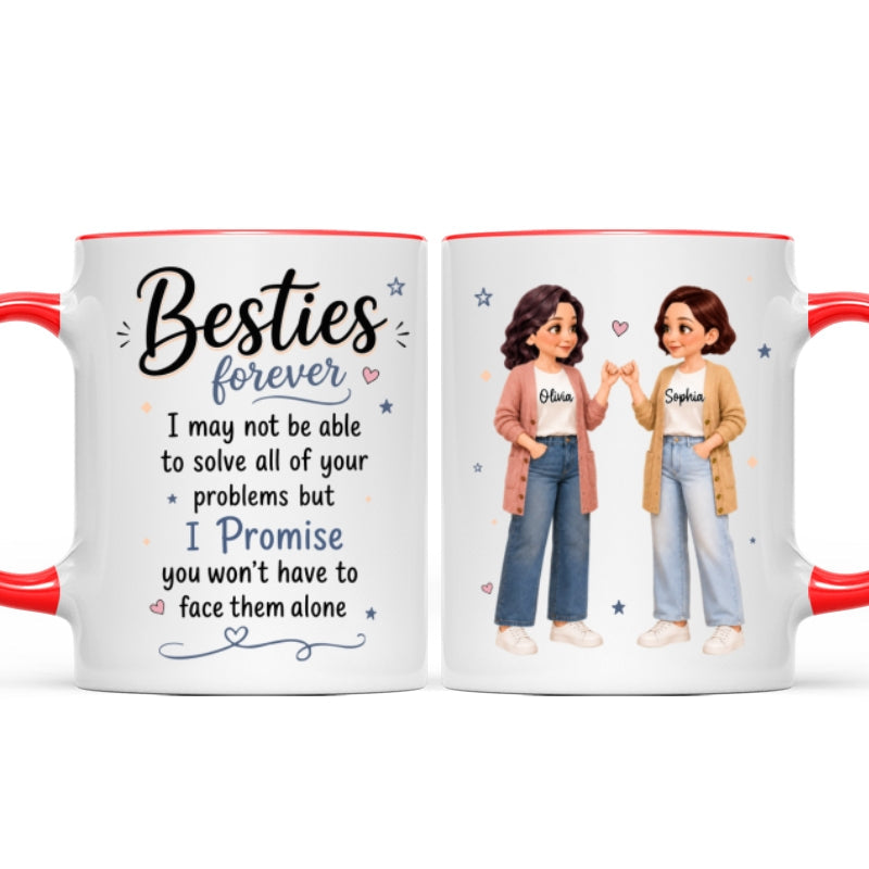 Pretty Besties Forever Pinky Promise Will Be Friends Until We Senile - Personalized Mug - Friendship Keepsake