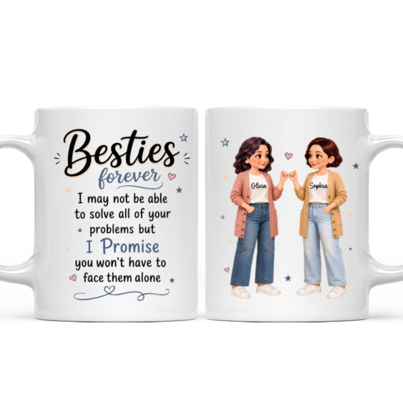 Pretty Besties Forever Pinky Promise Will Be Friends Until We Senile - Personalized Mug - Friendship Keepsake