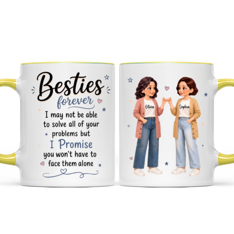Pretty Besties Forever Pinky Promise Will Be Friends Until We Senile - Personalized Mug - Friendship Keepsake