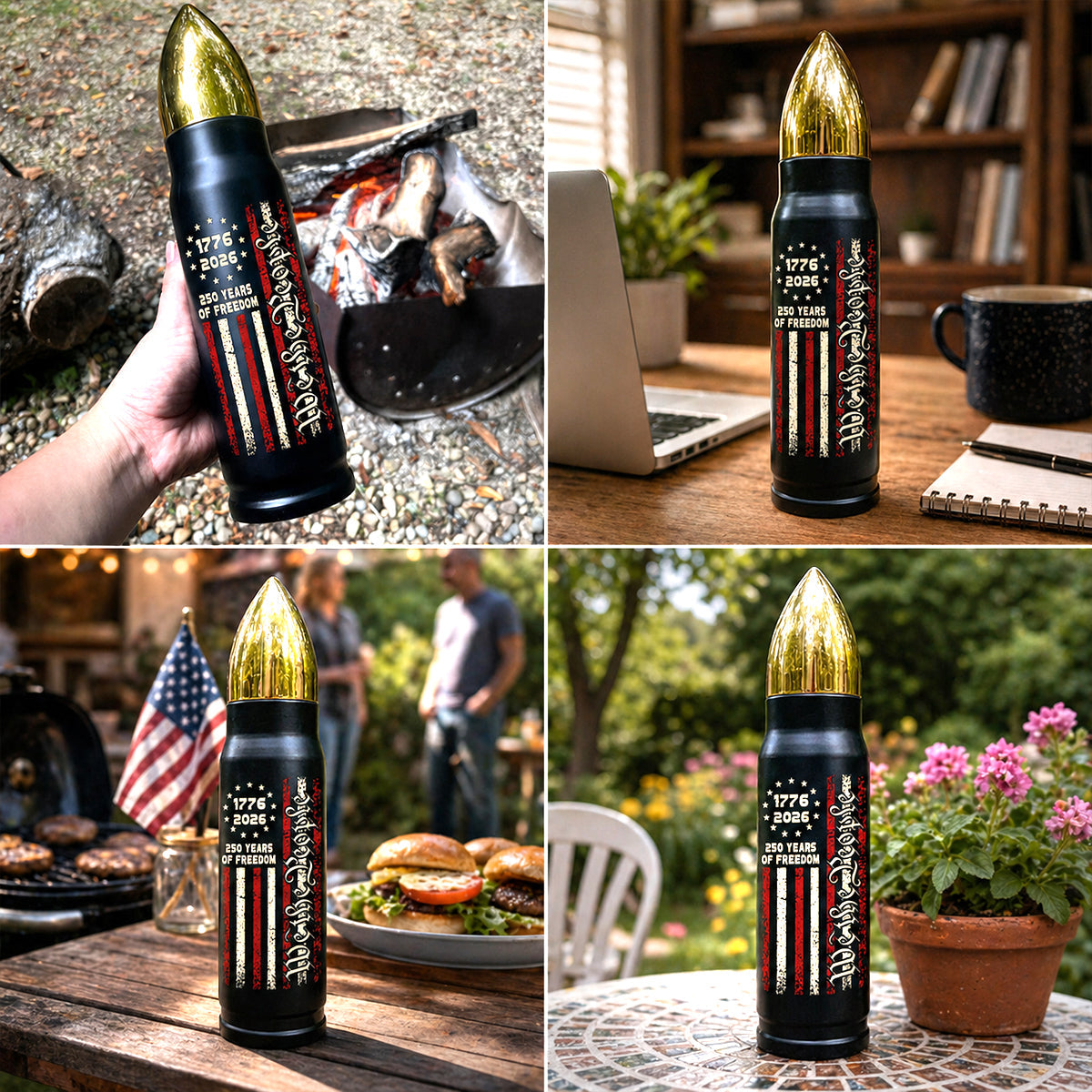 We The People Custom Name - Personalized Bullet Tumbler - United States 250th Anniversary Keepsake USA Patriotic, 4th of July Gifts