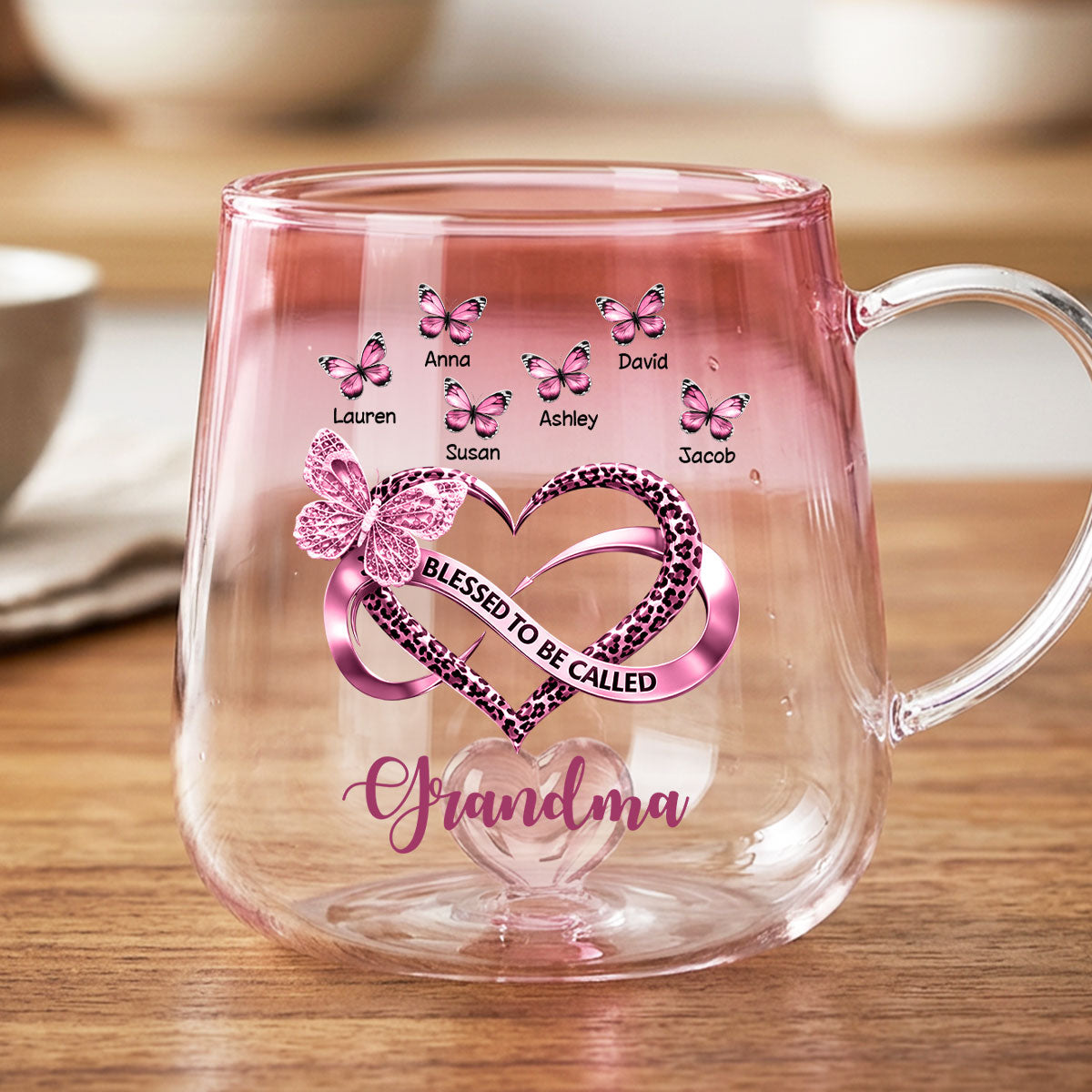 Blessed To Be Called Grandma - Personalized Glass Mug - Heartfelt Mother's Day Gift for Mom, Grandma, Wife
