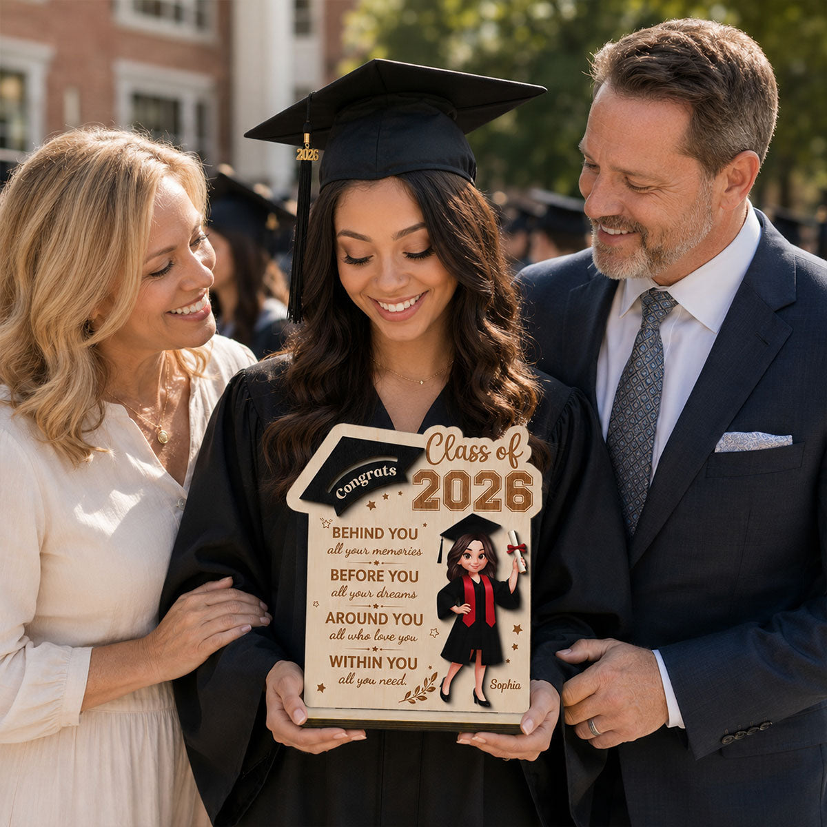 Behind You All Your Dream Graduation - Personalized 2-Layered Wooden Plaque - Graduation Gift For Graduates, Daughter, Son
