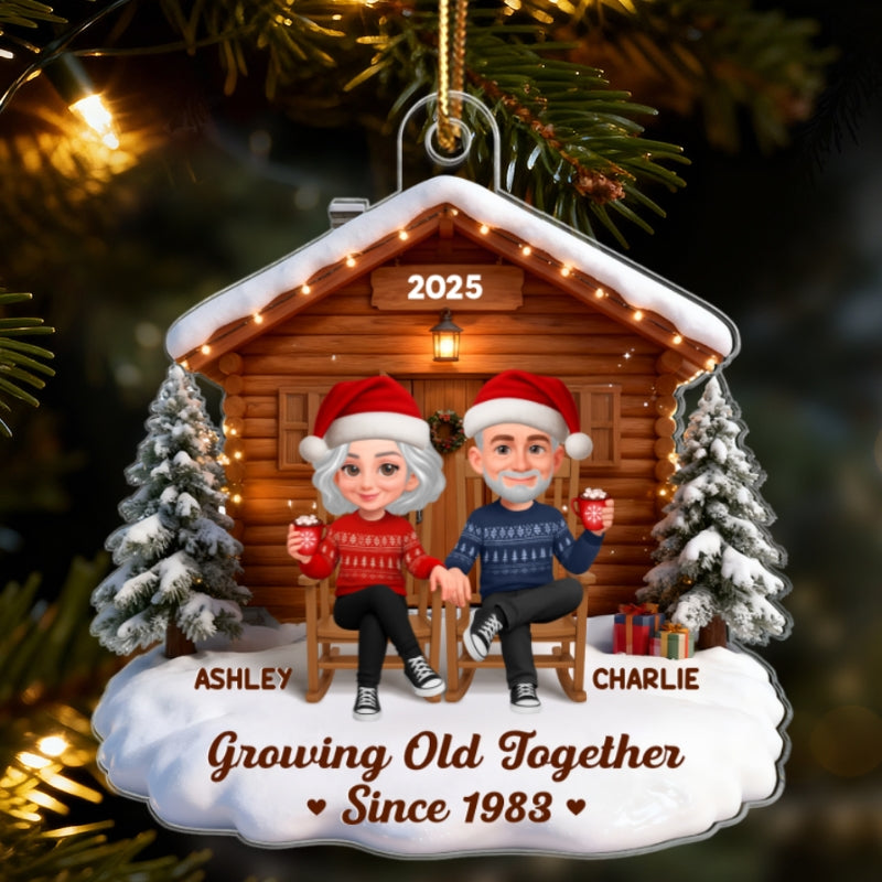3D Effect Couple Cabin - Personalized Acrylic Car Hanger - Heartfelt Gift For Couple, For Him, For Her