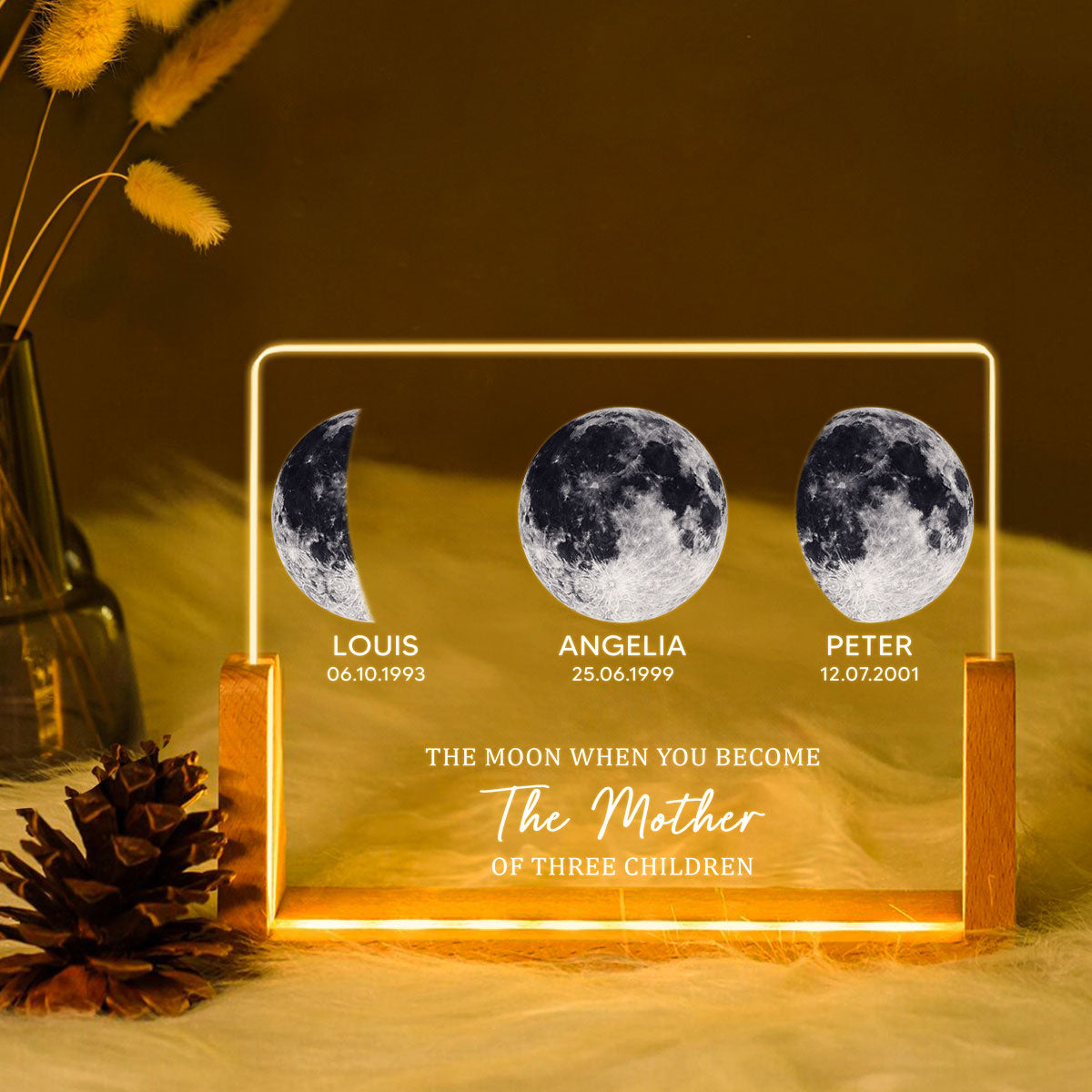 Mom Sky Moon Phase - Personalized LED Night Light - Sentimental Mother's Day Gift for Mom