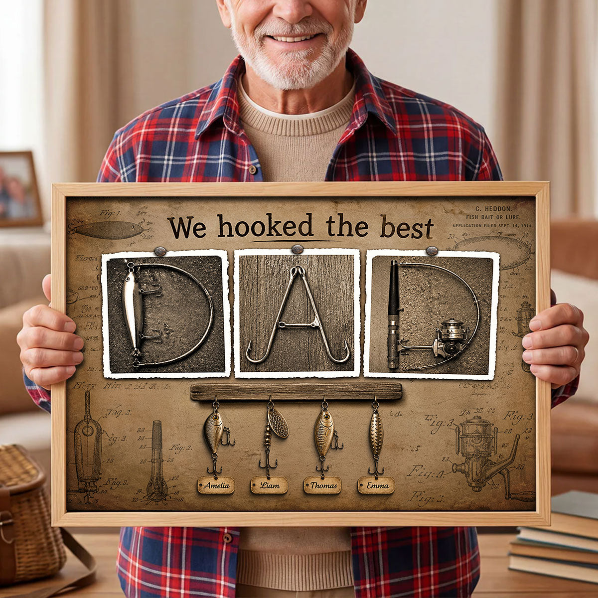 We Hooked the Best Fishing Dad - Personalized Poster - Father's Day Gift for Dad, Husband