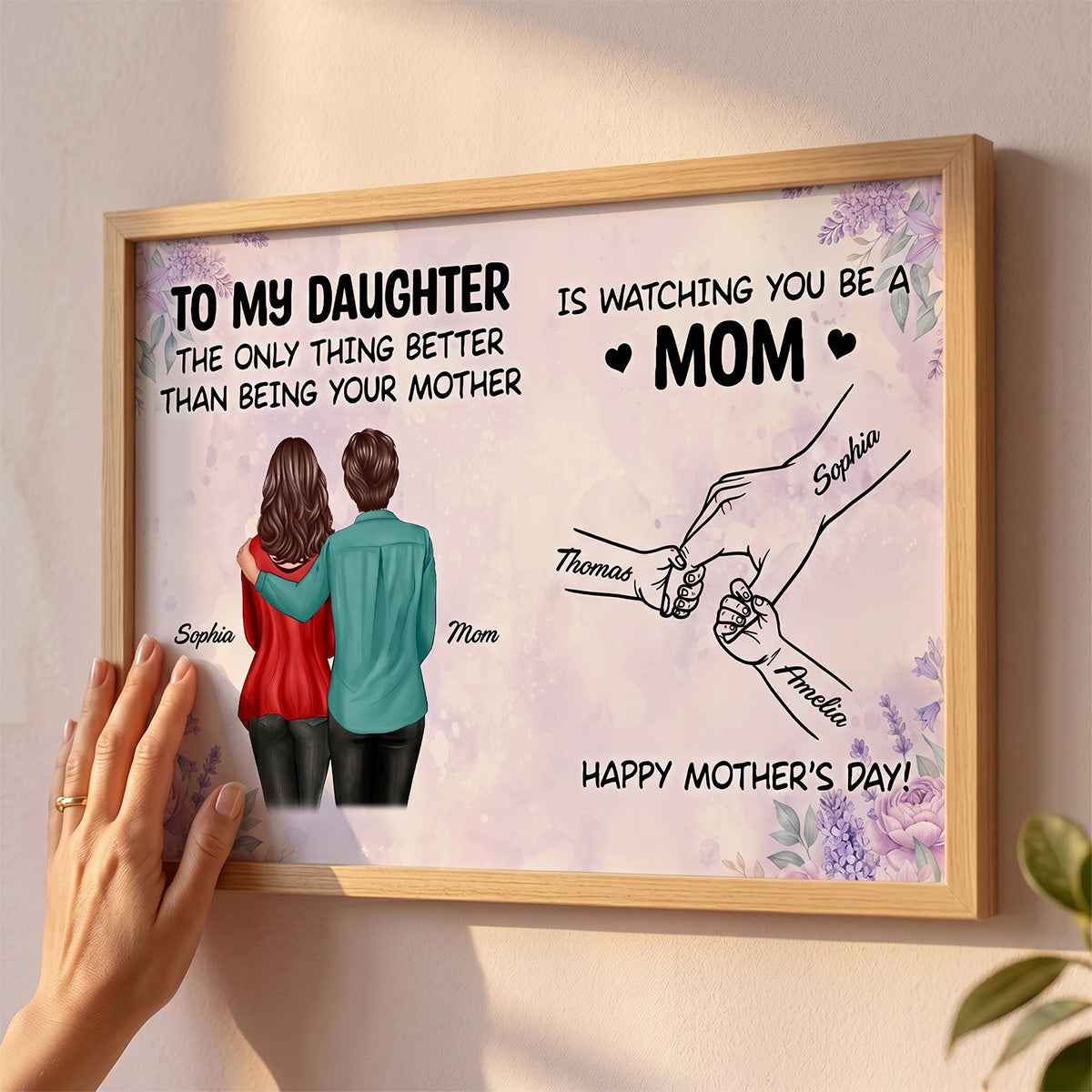 To My Daughter Watching You Be A Mom Flower Floral Purple Tone - Personalized Poster - Mother's Day Gift