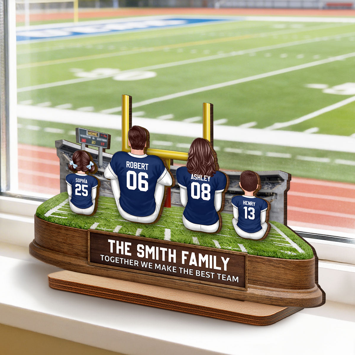 Together We Make A Winning Team Football Family - Personalized 2-Layered Wooden Plaque - Gift For Mom, Dad, Family