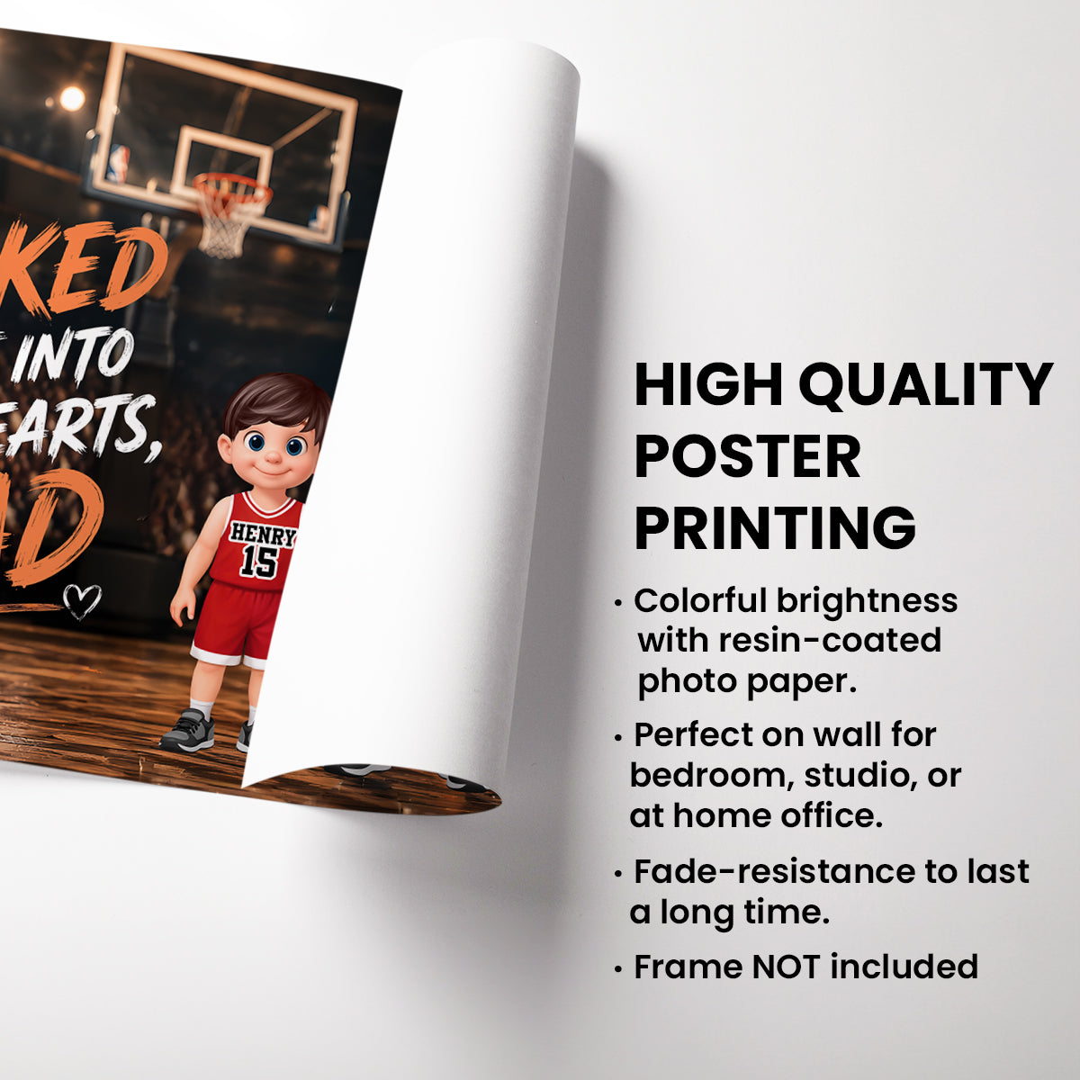 Basketball Dad & Kids Together - Personalized Poster - Father's Day Gift For Dad, Husband