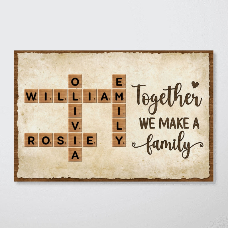 Together We Make A Family Crossword Art - Personalized Poster - Sentimental Gift for Grandma Grandpa Grandparents